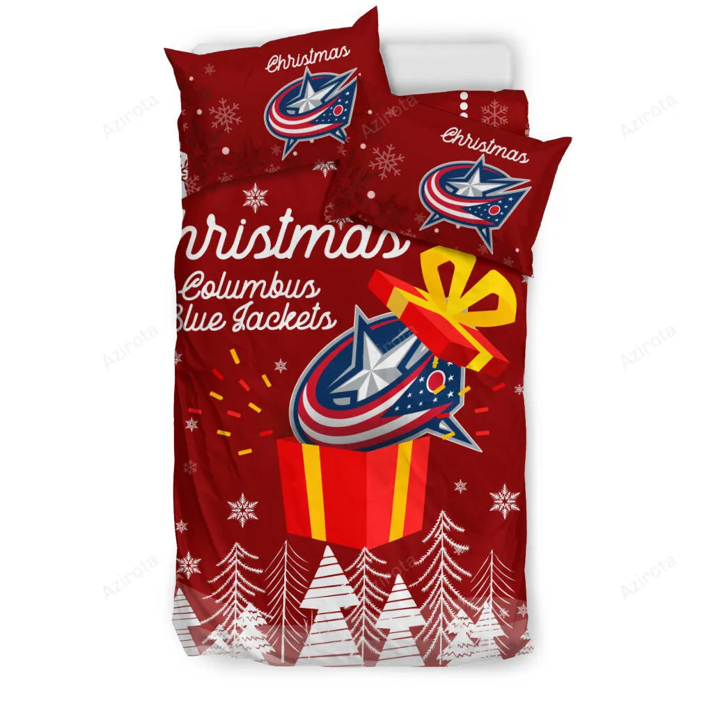 Merry Christmas Gift Columbus Blue Jackets 3PCS Bedding Set Duvet Cover And Pillow Cases 9074