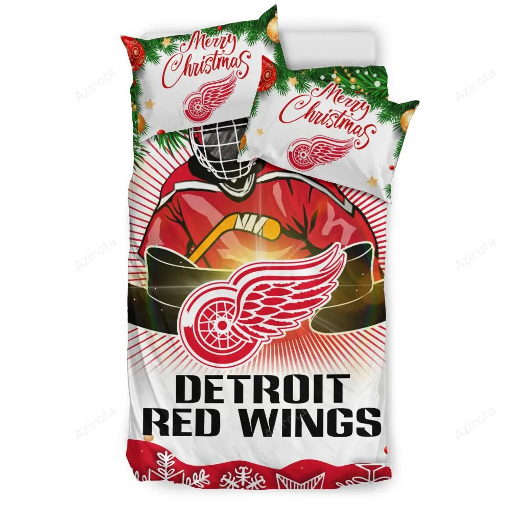 Cool Gift Store Xmas Detroit Red Wings 3PCS Bedding Set Duvet Cover And Pillow Cases 6626