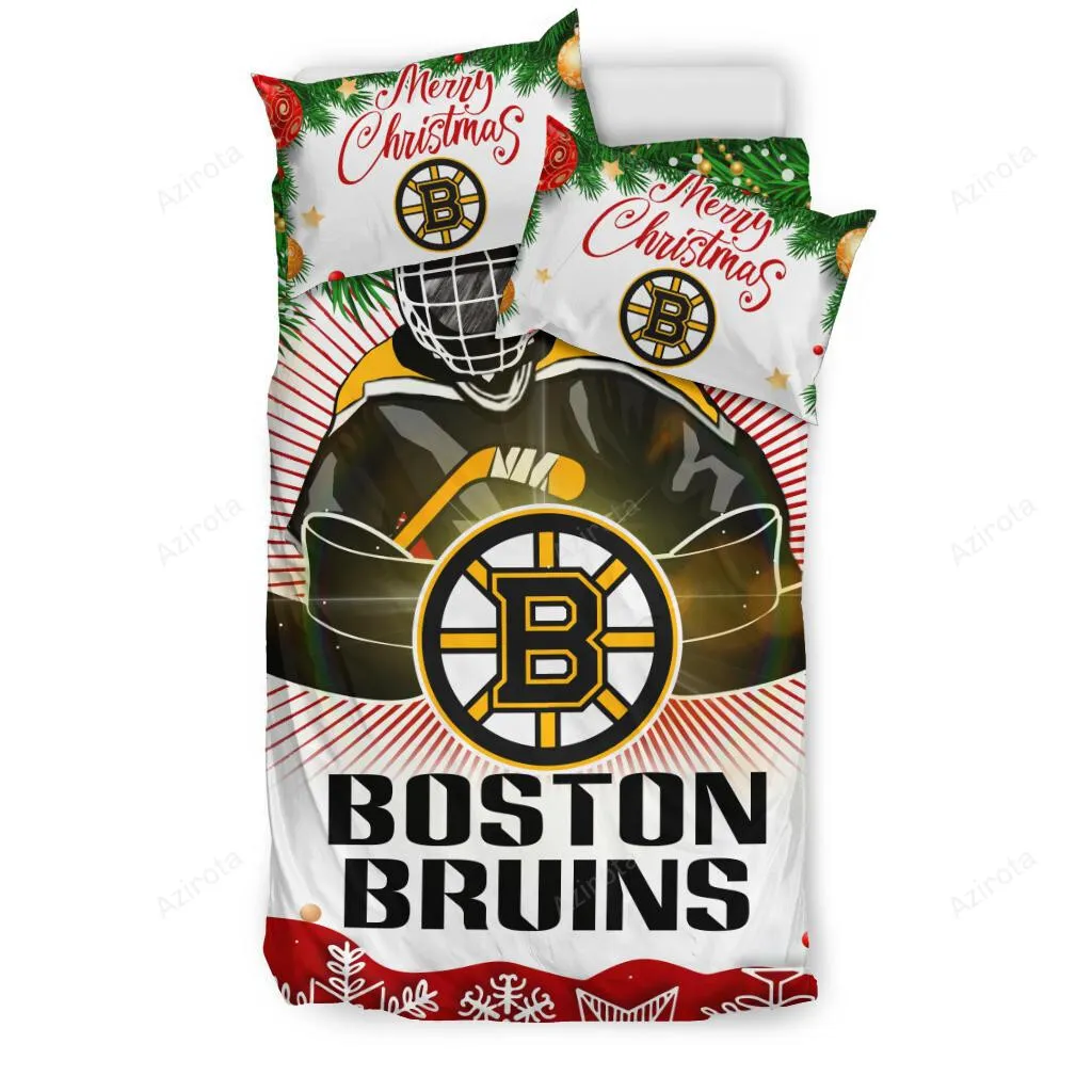 Cool Gift Store Xmas Boston Bruins 3PCS Bedding Set Duvet Cover And Pillow Cases 6305
