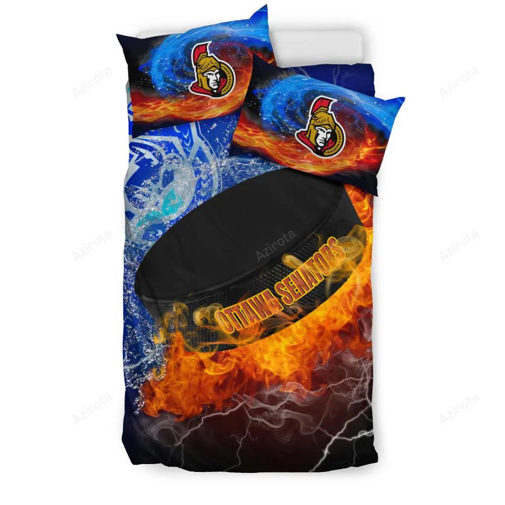 Fight Like Fire And Ice Ottawa Senators 3PCS Bedding Set Duvet Cover And Pillow Cases 2056