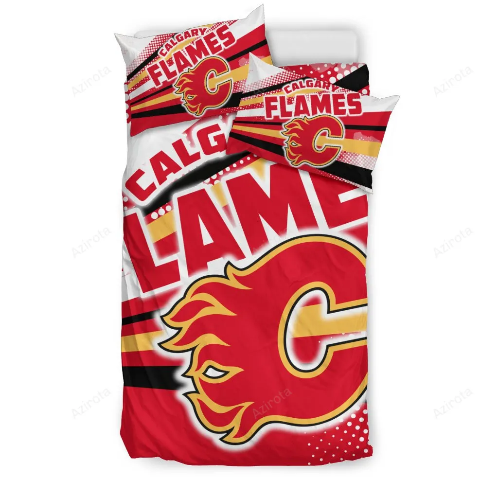 Colorful Shine Amazing Calgary Flames 3PCS Bedding Set Duvet Cover And Pillow Cases 5109