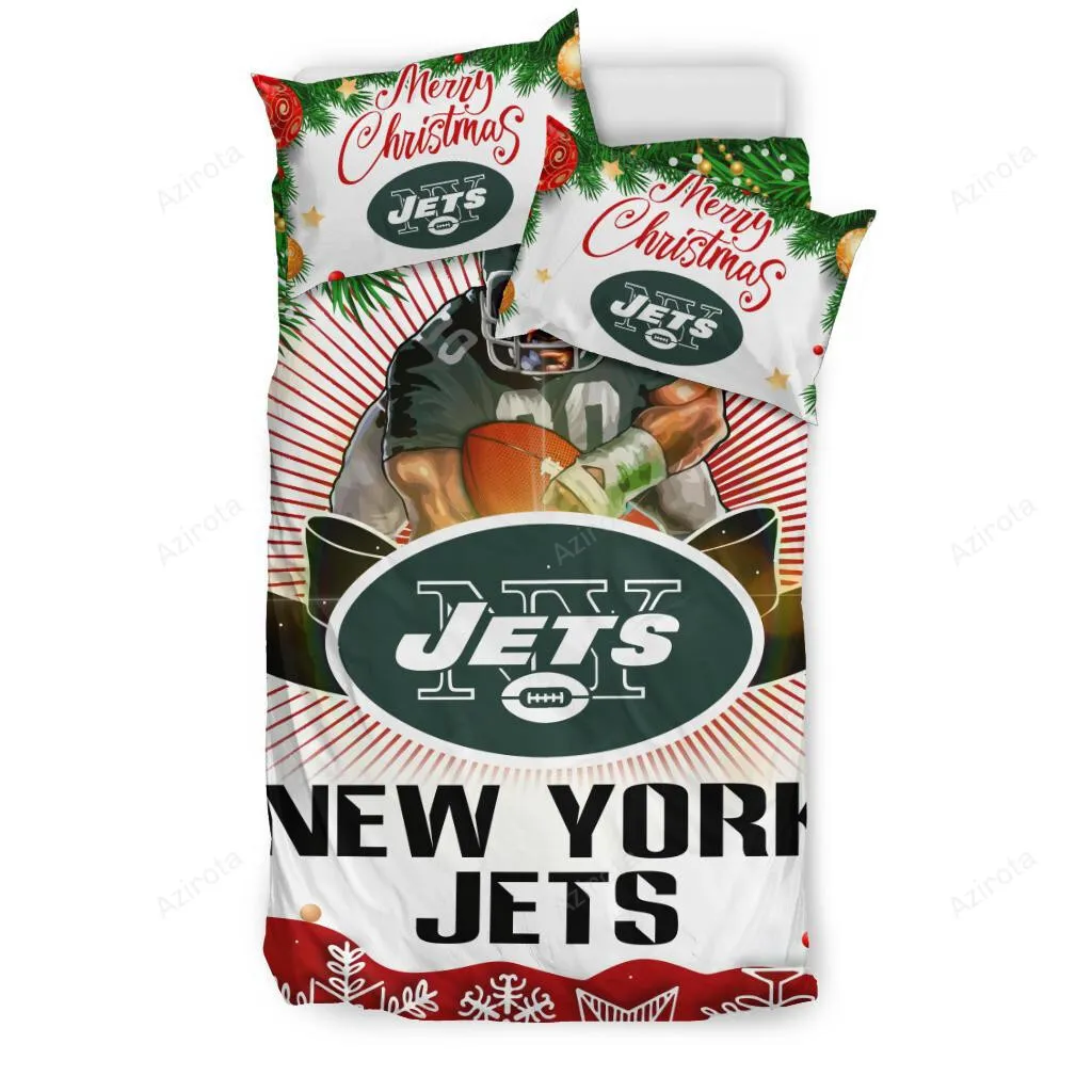 Cool Gift Store Xmas New York Jets 3PCS Bedding Set Duvet Cover And Pillow Cases 6497