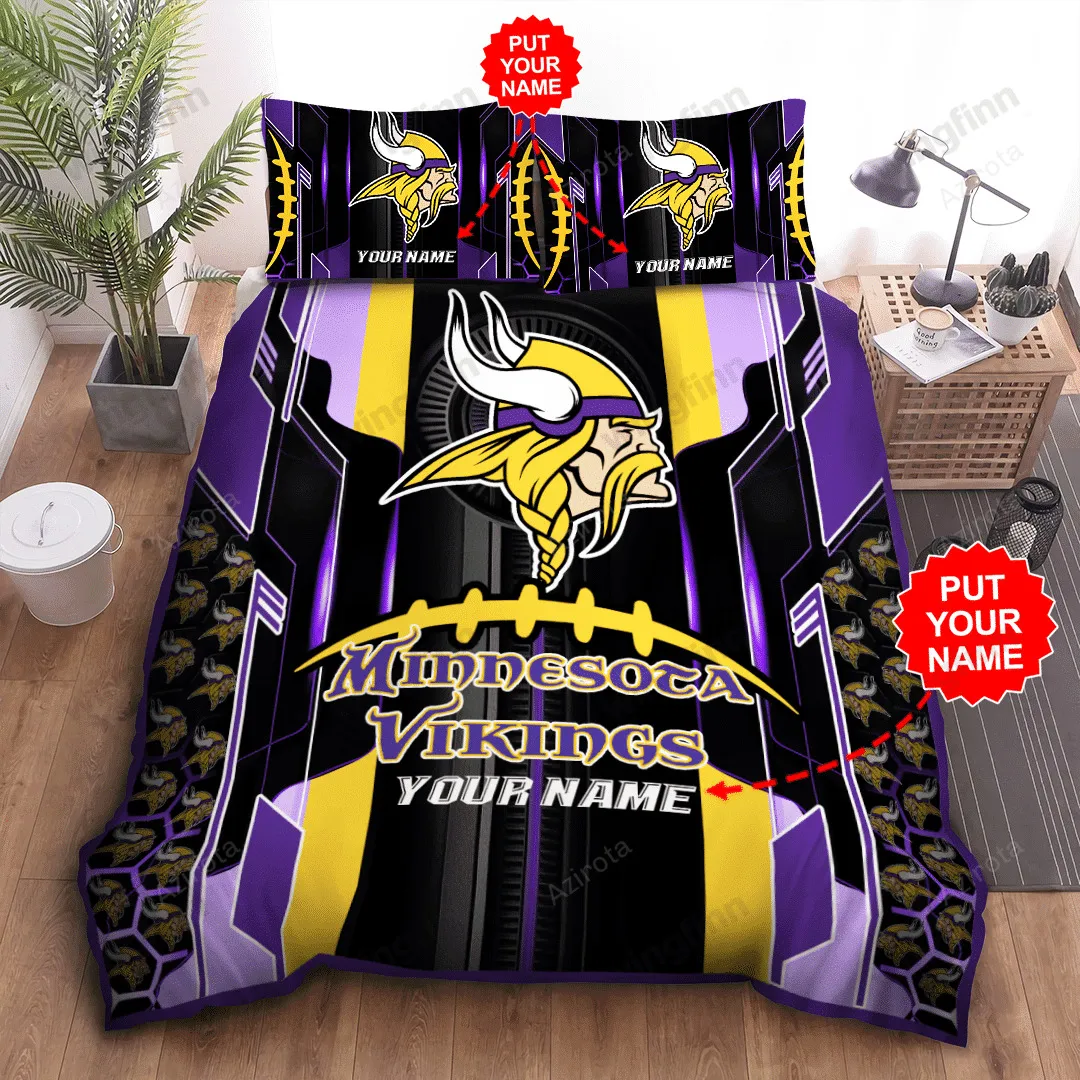 Minnesota Vikings 3PCS Bedding Set Duvet Cover And Pillow Cases Gift For Fan 1593