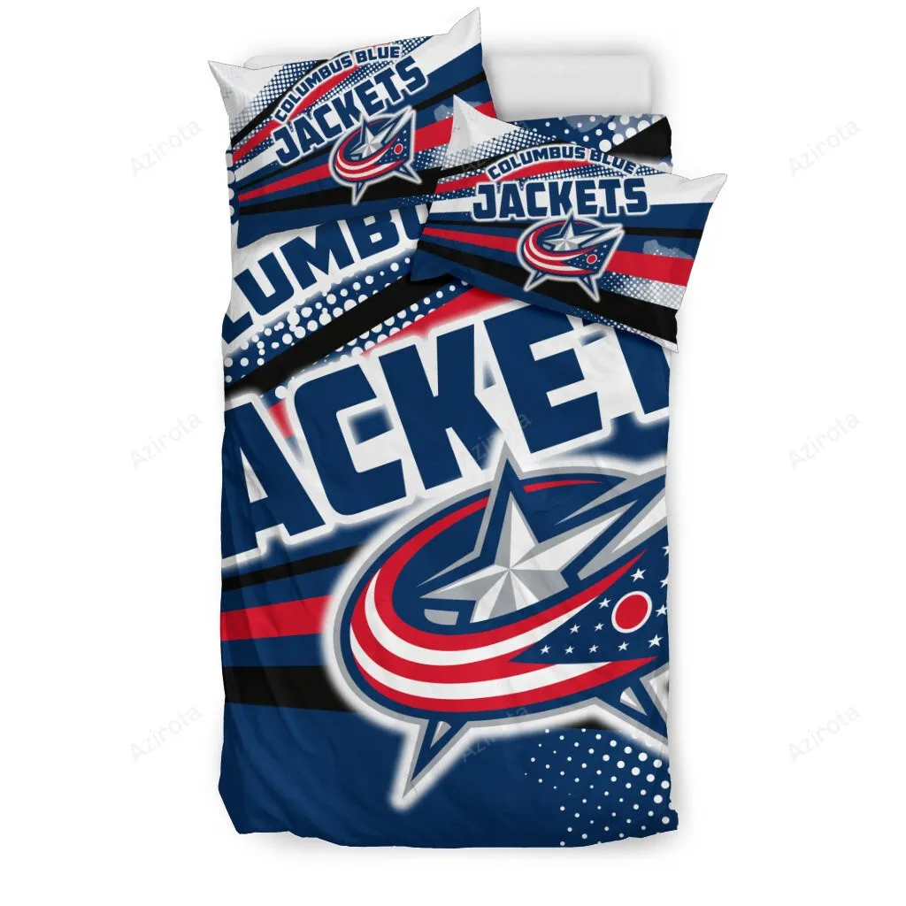 Colorful Shine Amazing Columbus Blue Jackets 3PCS Bedding Set Duvet Cover And Pillow Cases 9826