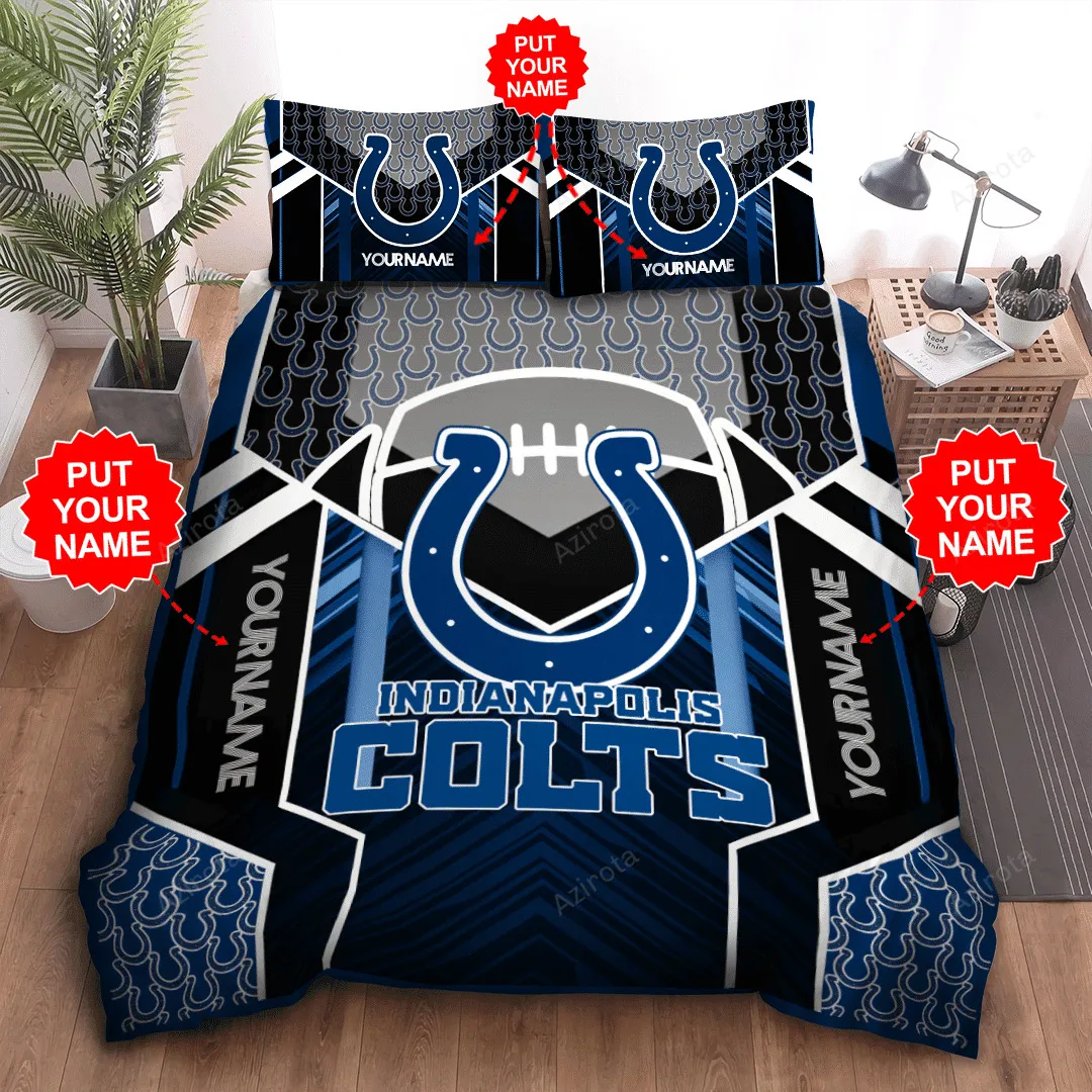 Personalized Indianapolis Colts 3PCS Bedding Set Duvet Cover And Pillow Cases Gift For Fan