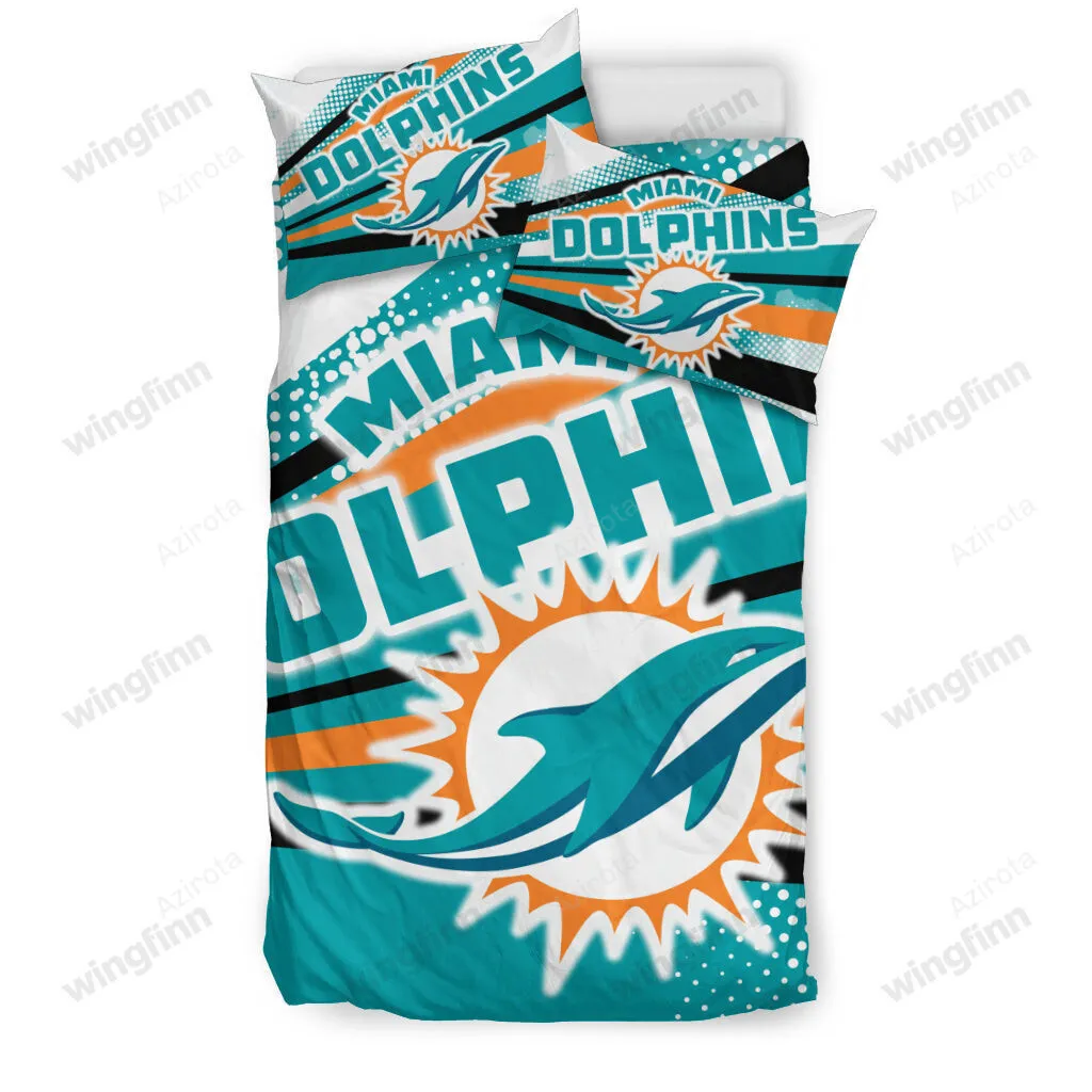 Miami Dolphins 3PCS Bedding Set Duvet Cover And Pillow Cases Gift For Fan 1463