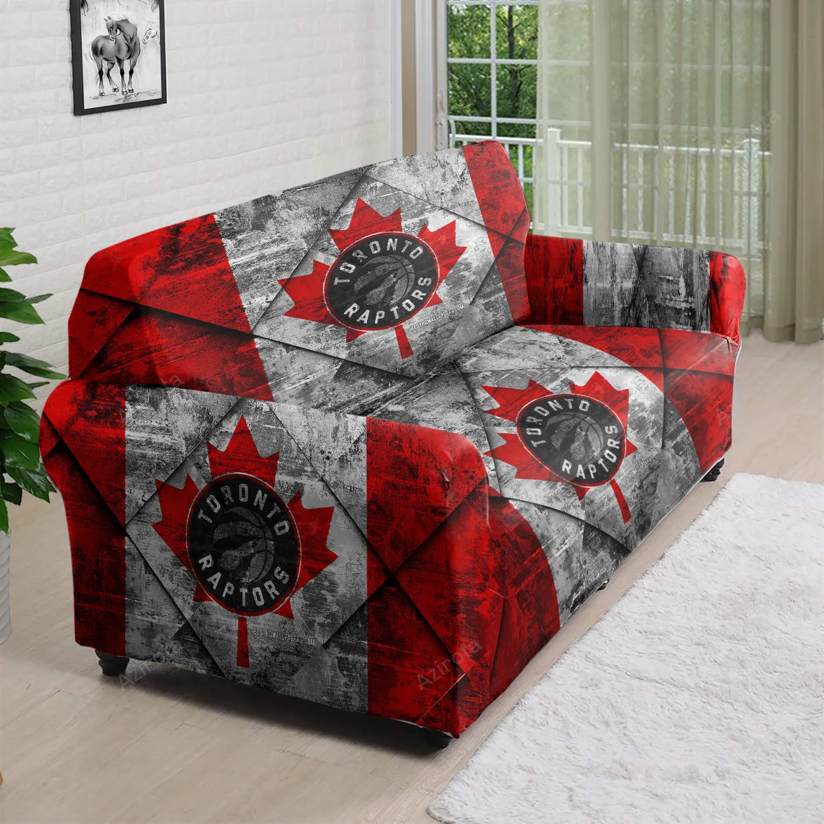 Toronto Raptors Red Orange 3D Sofa Cover