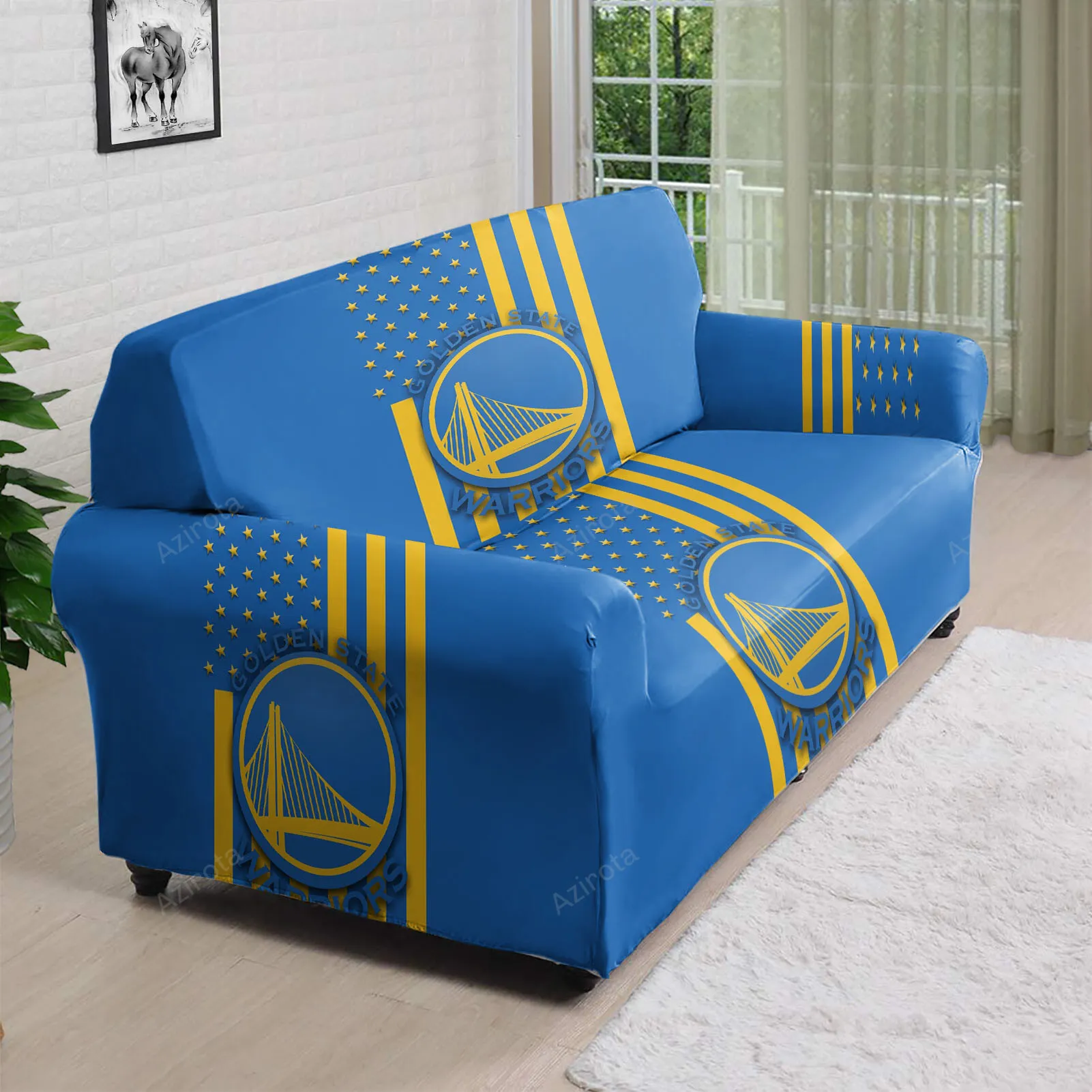 Golden State Warriors Emblem Flag2 3D Sofa Cover