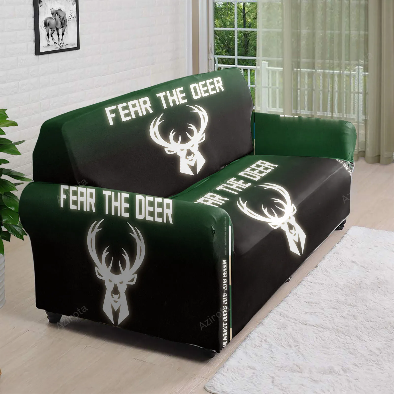 Milwaukee Bucks Emblem v19 3D Sofa Cover