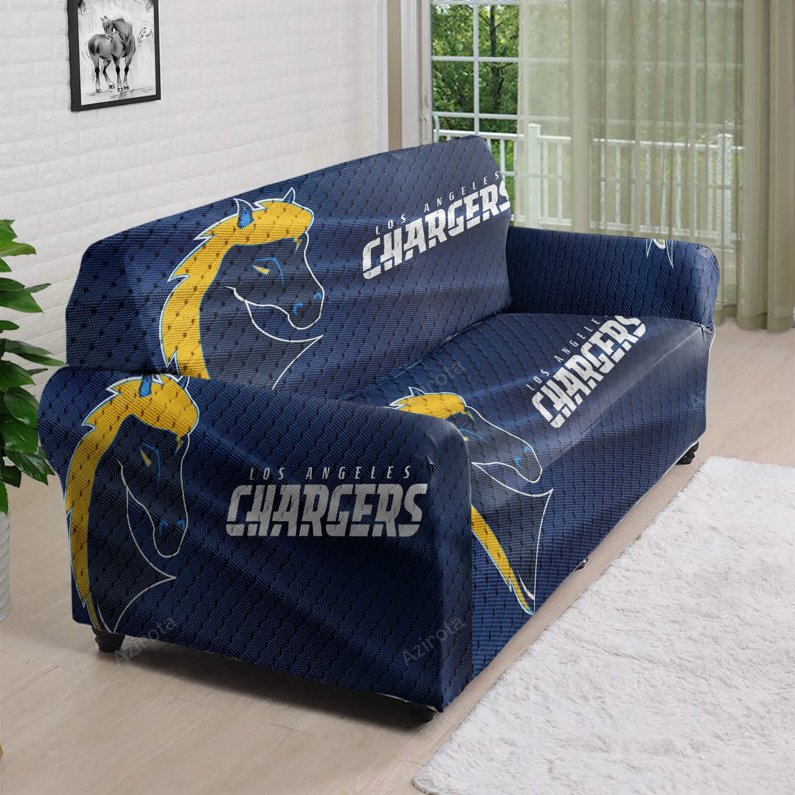 Los Angeles Chargers Emblem v29 3D Sofa Cover
