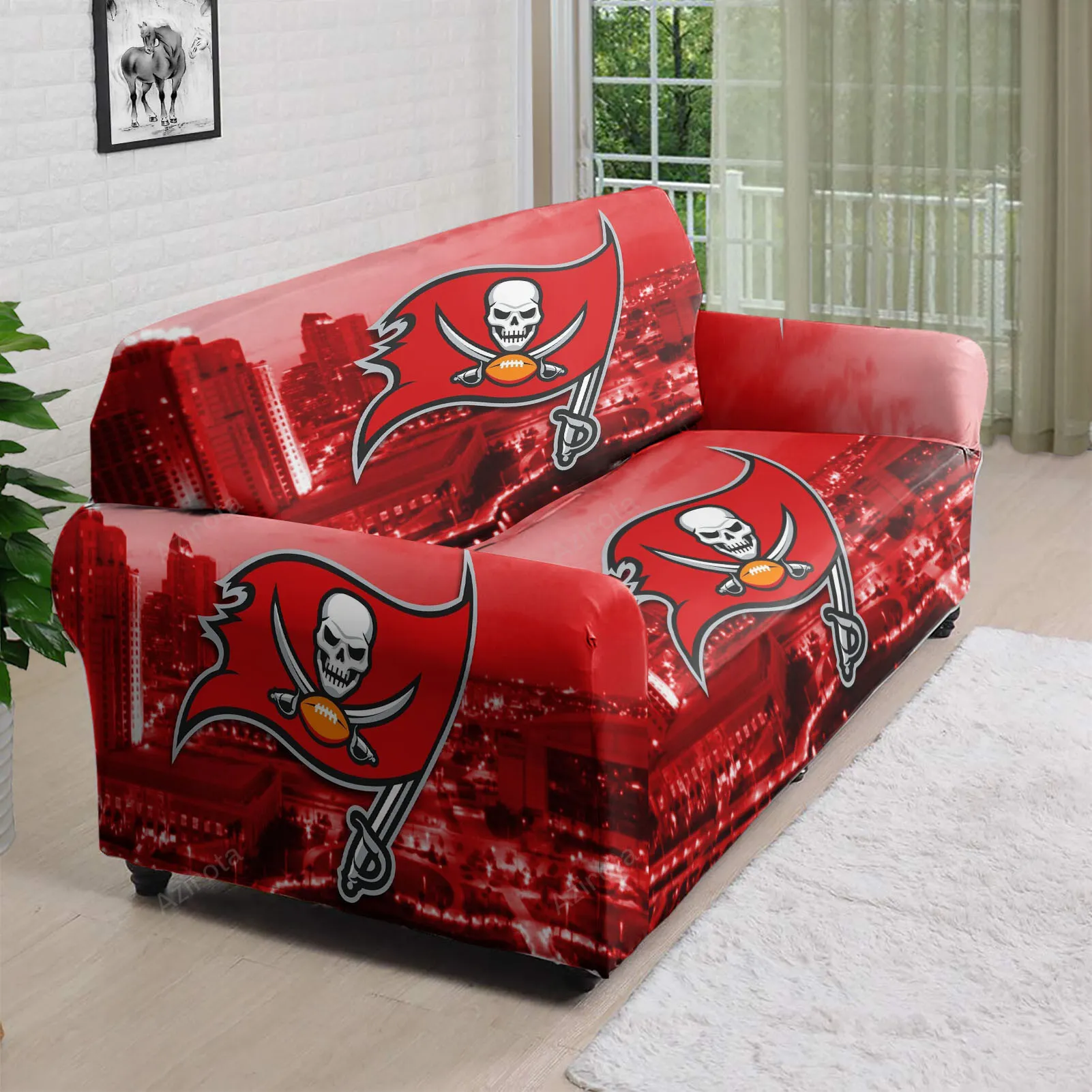 Tampa Bay Buccaneers Emblem v4 3D Sofa Cover