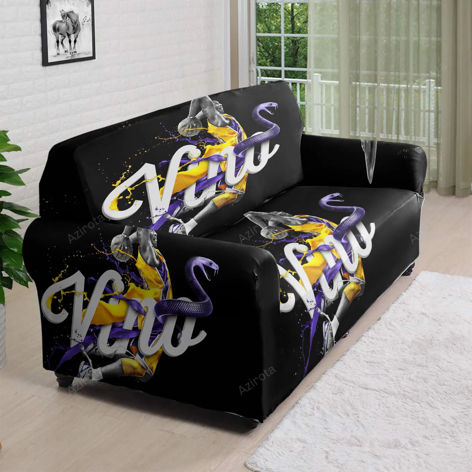 Los Angeles Lakers 24 Kobe Bryant Vino v58 3D Sofa Cover