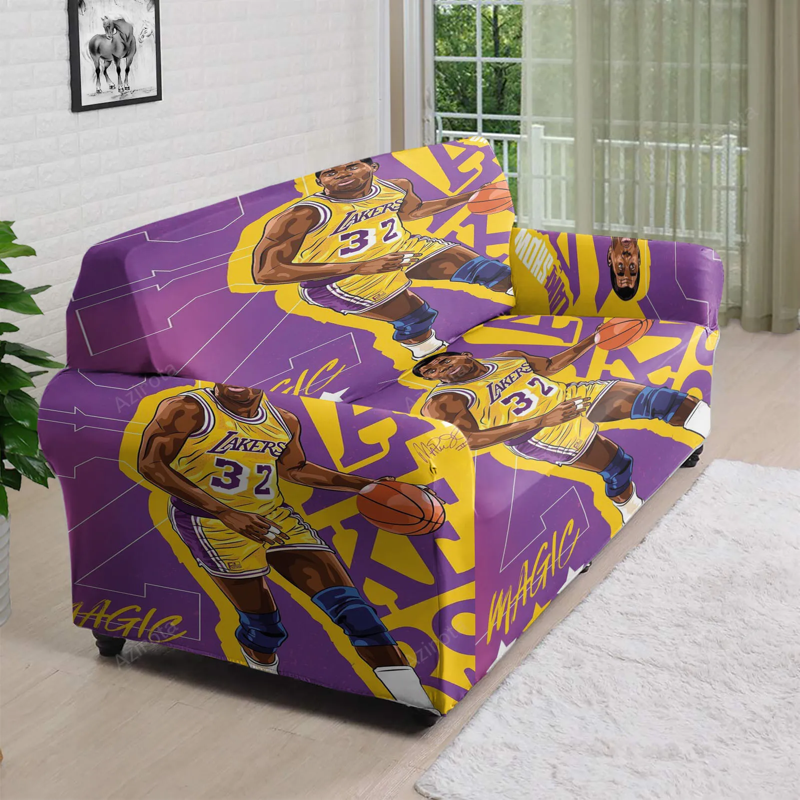 Los Angeles Lakers 32 Magic Johnson m1 3D Sofa Cover