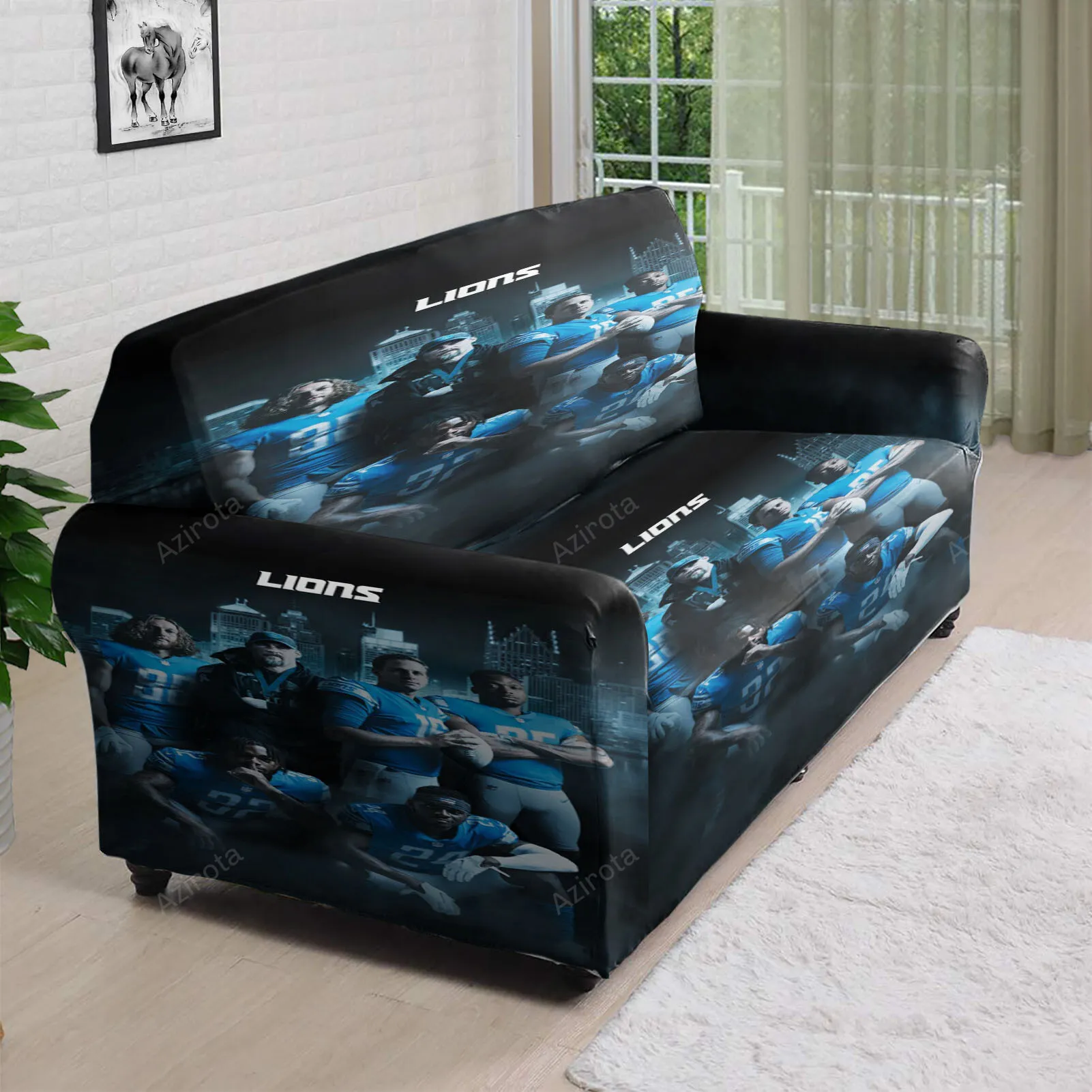 Detroit Lions Team v4 3D Sofa Cover