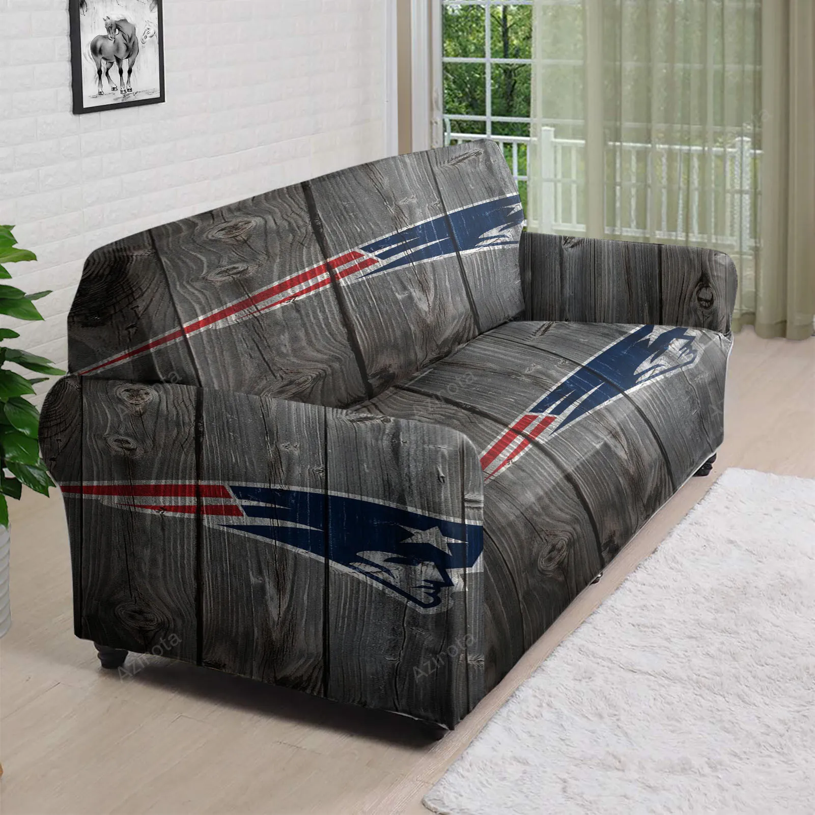 New England Patriots Wood Background 3D Sofa Cover