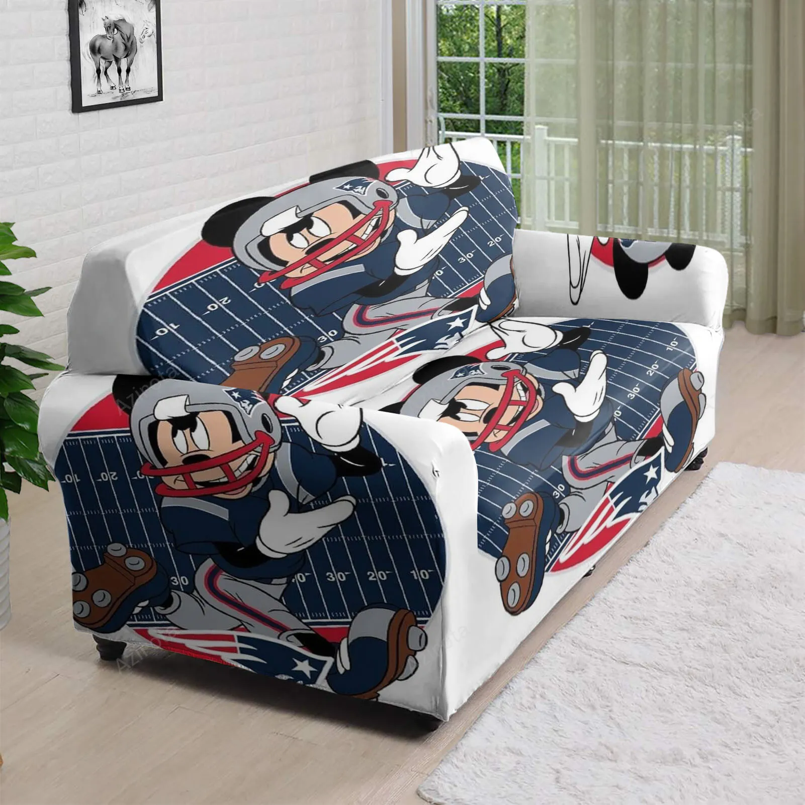New England Patriots Mickey Wears Uniform 3D Sofa Cover