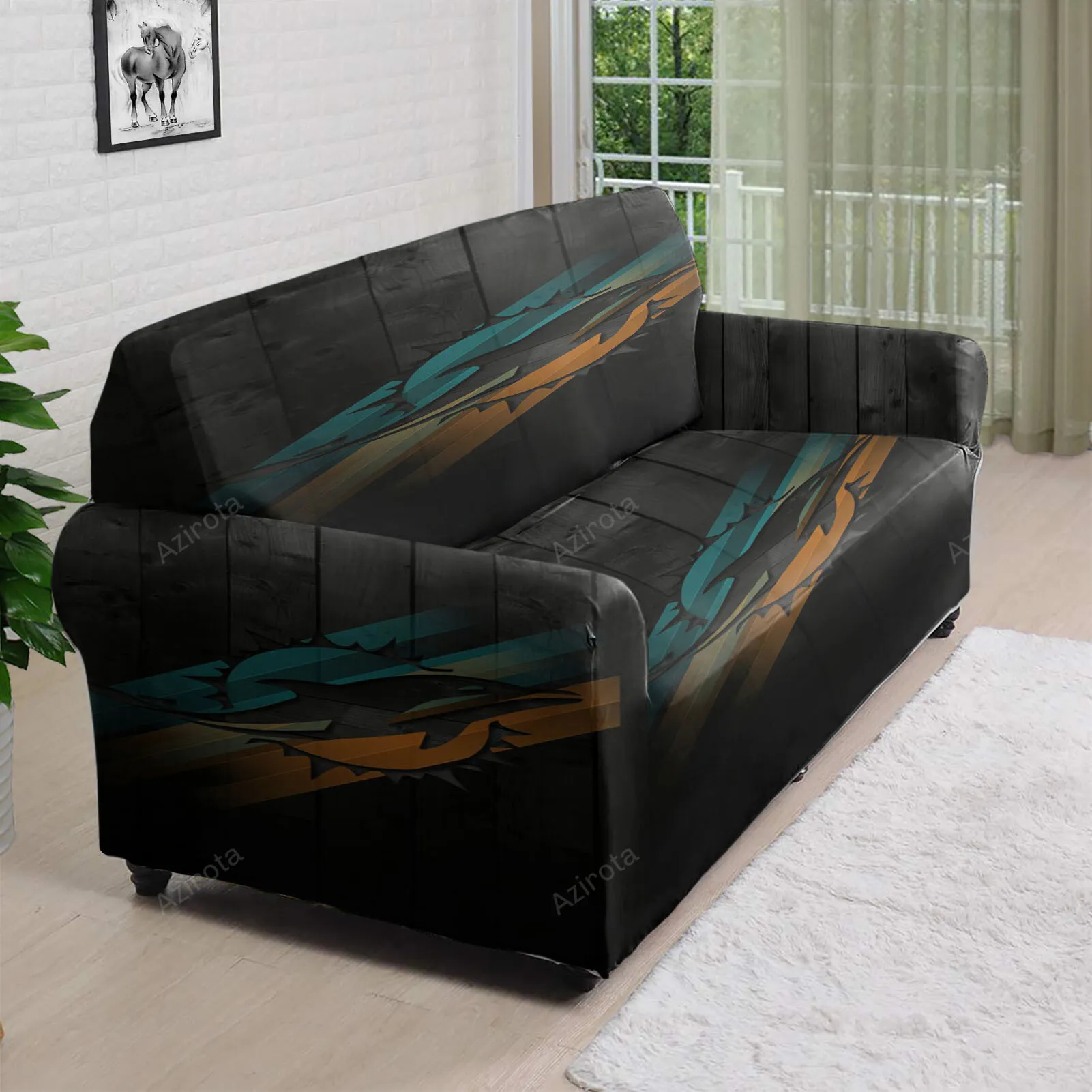 Miami Dolphins Logo Art 7 3D Sofa Cover