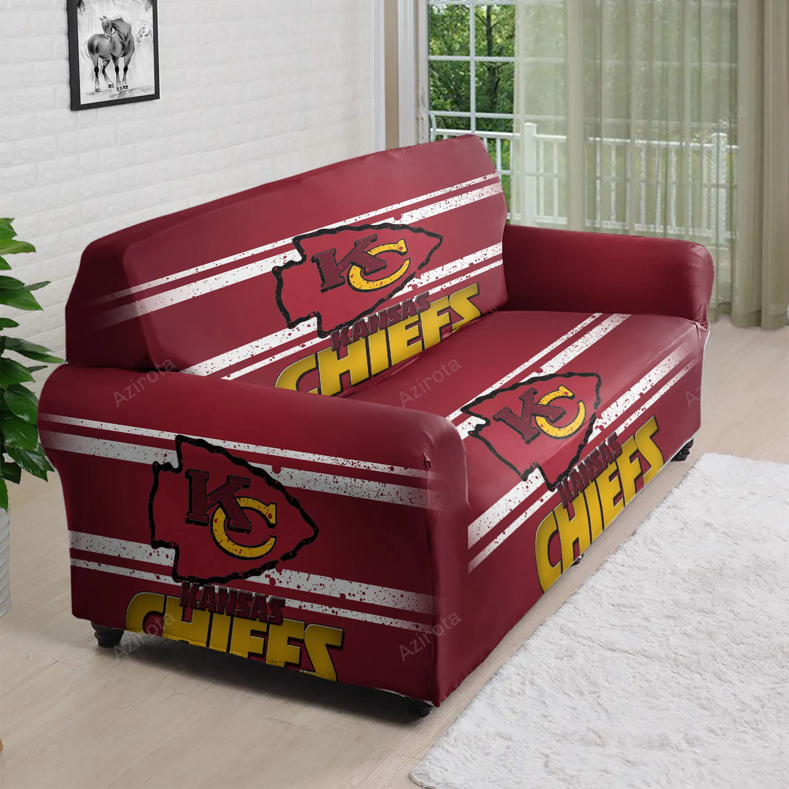 Kansas City Chiefs Emblem v1 3D Sofa Cover