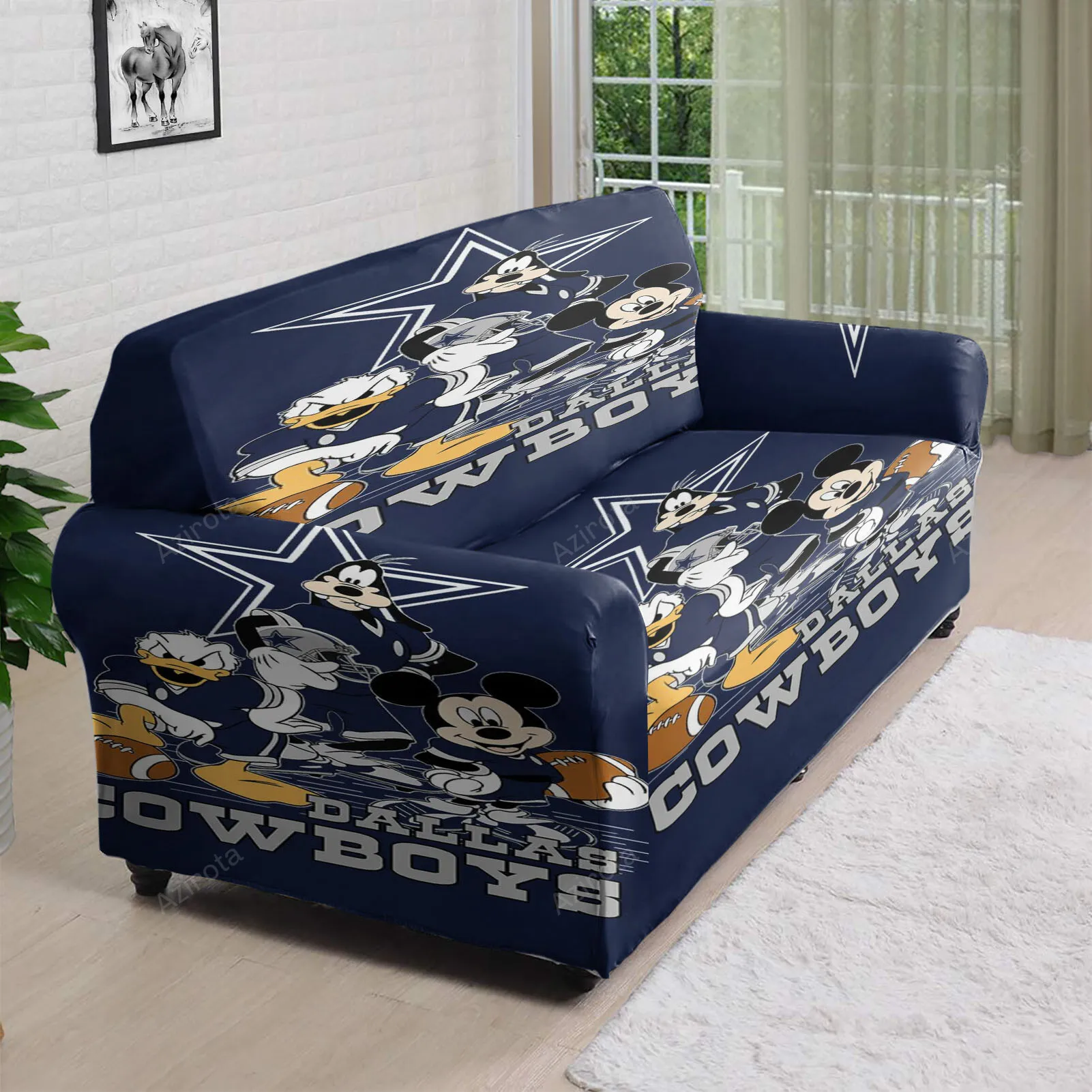 Dallas Cowboys Mickey Donald Goofy 3D Sofa Cover