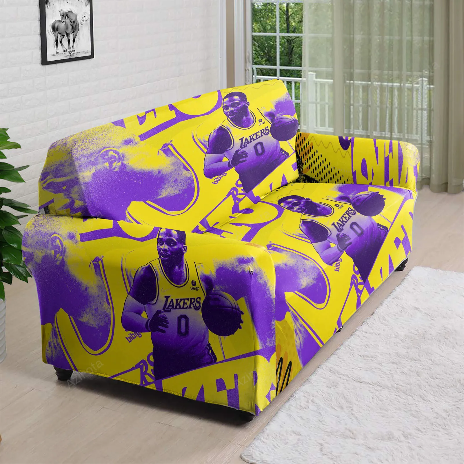 Los Angeles Lakers 0 Russell Westbrook 3D Sofa Cover