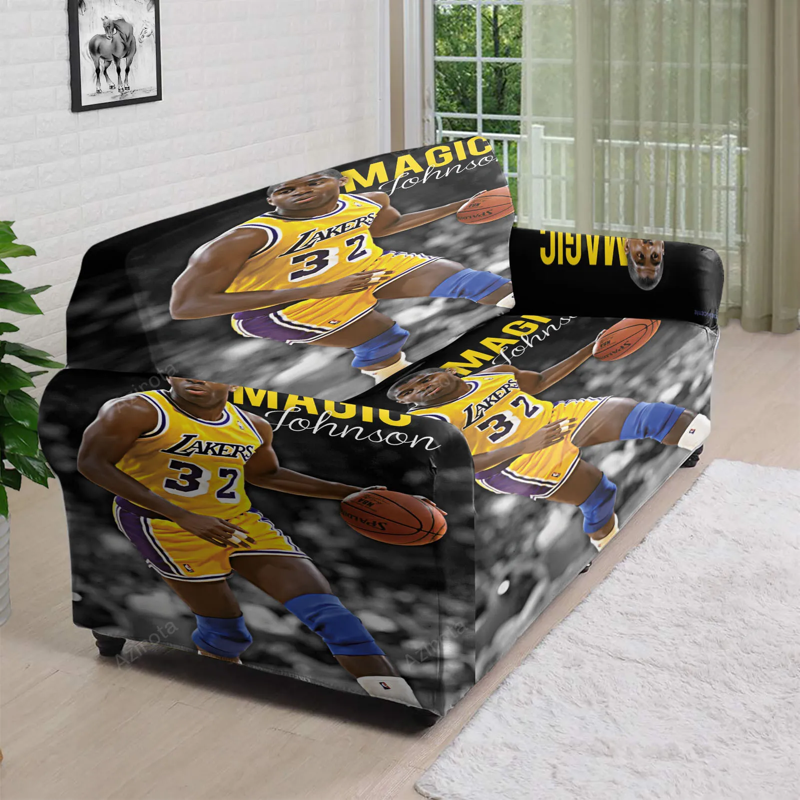 Los Angeles Lakers 32 Magic Johnson 3D Sofa Cover