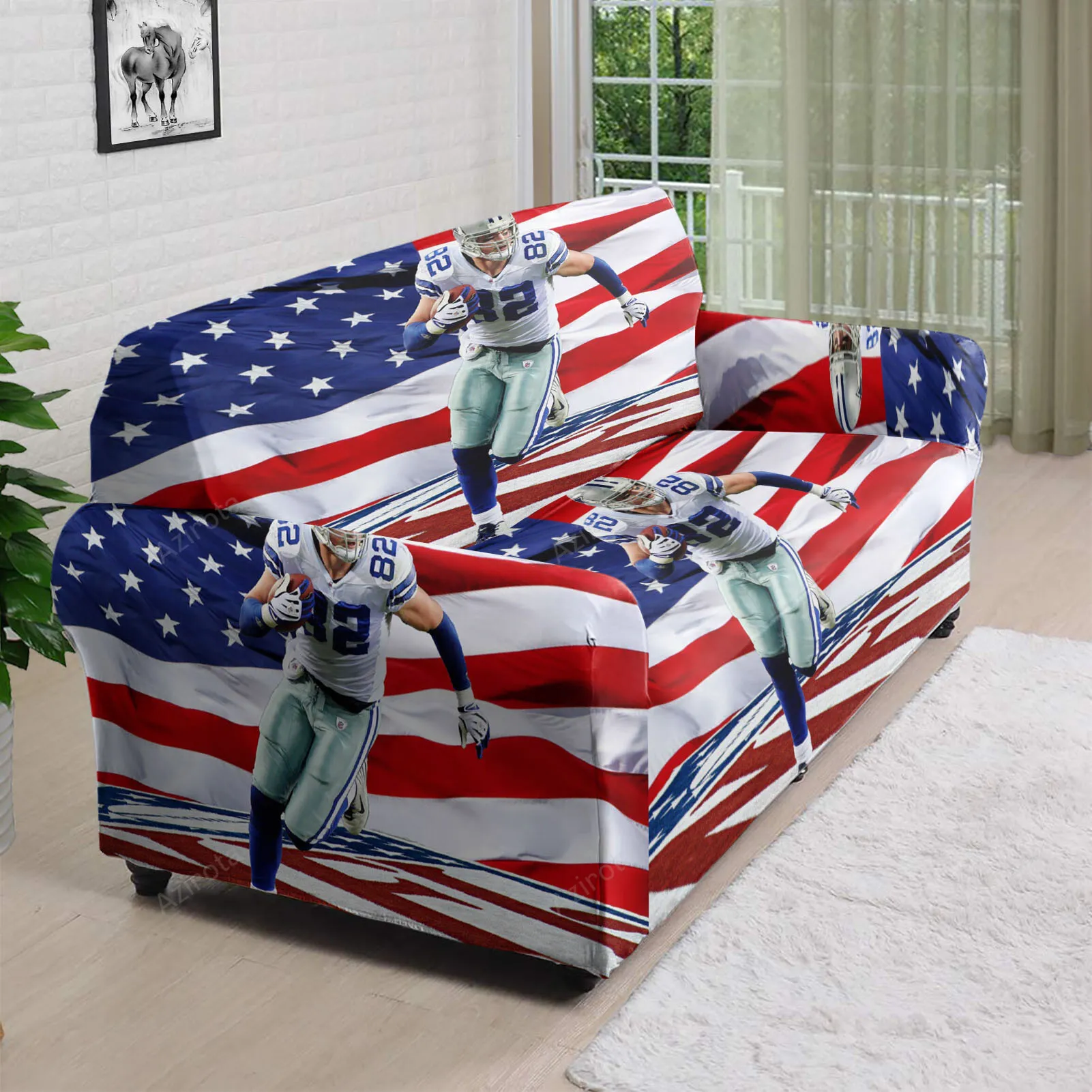 Dallas Cowboys Jason Runing Flag 3D Sofa Cover