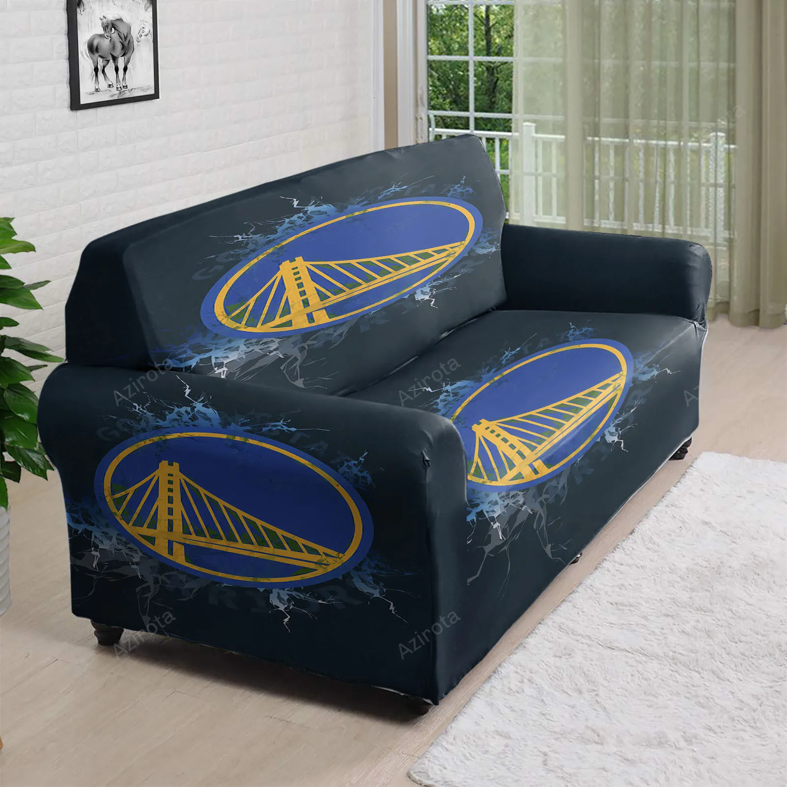 Golden State Warriors Emblem Texture10 3D Sofa Cover