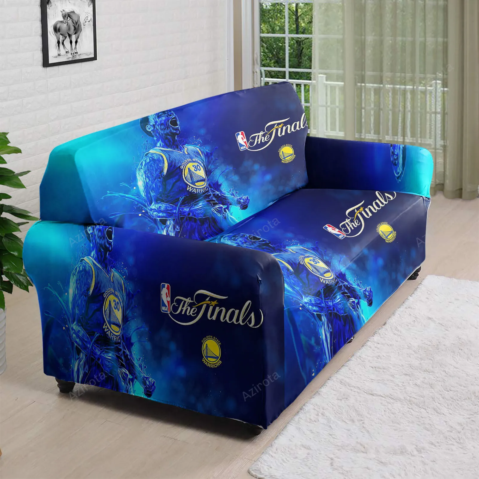 Golden State Warriors Stephen Curry 30 Water Texture 3D Sofa Cover