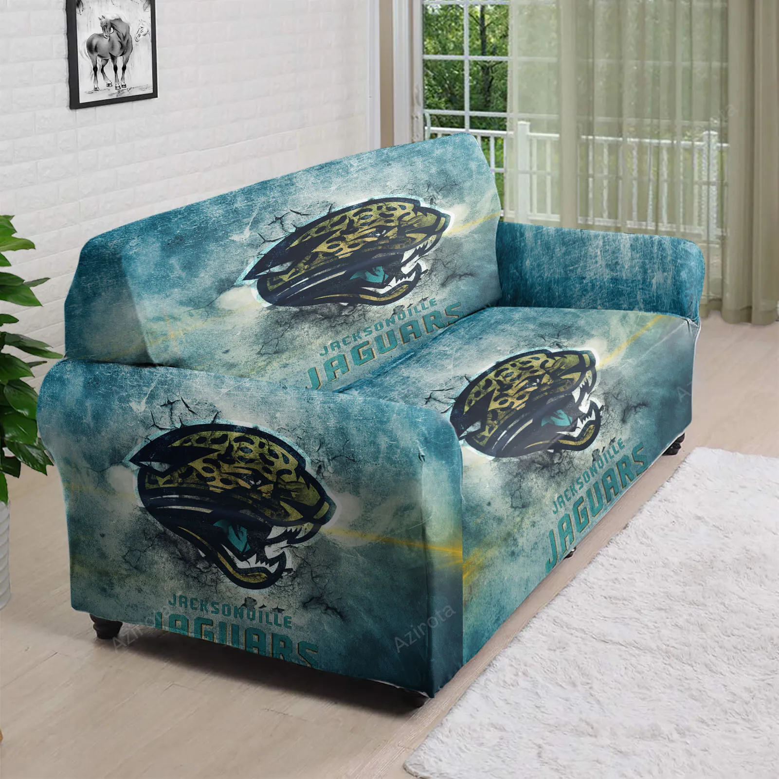 Jacksonville Jaguars Emblem Vintage Texture 3D Sofa Cover