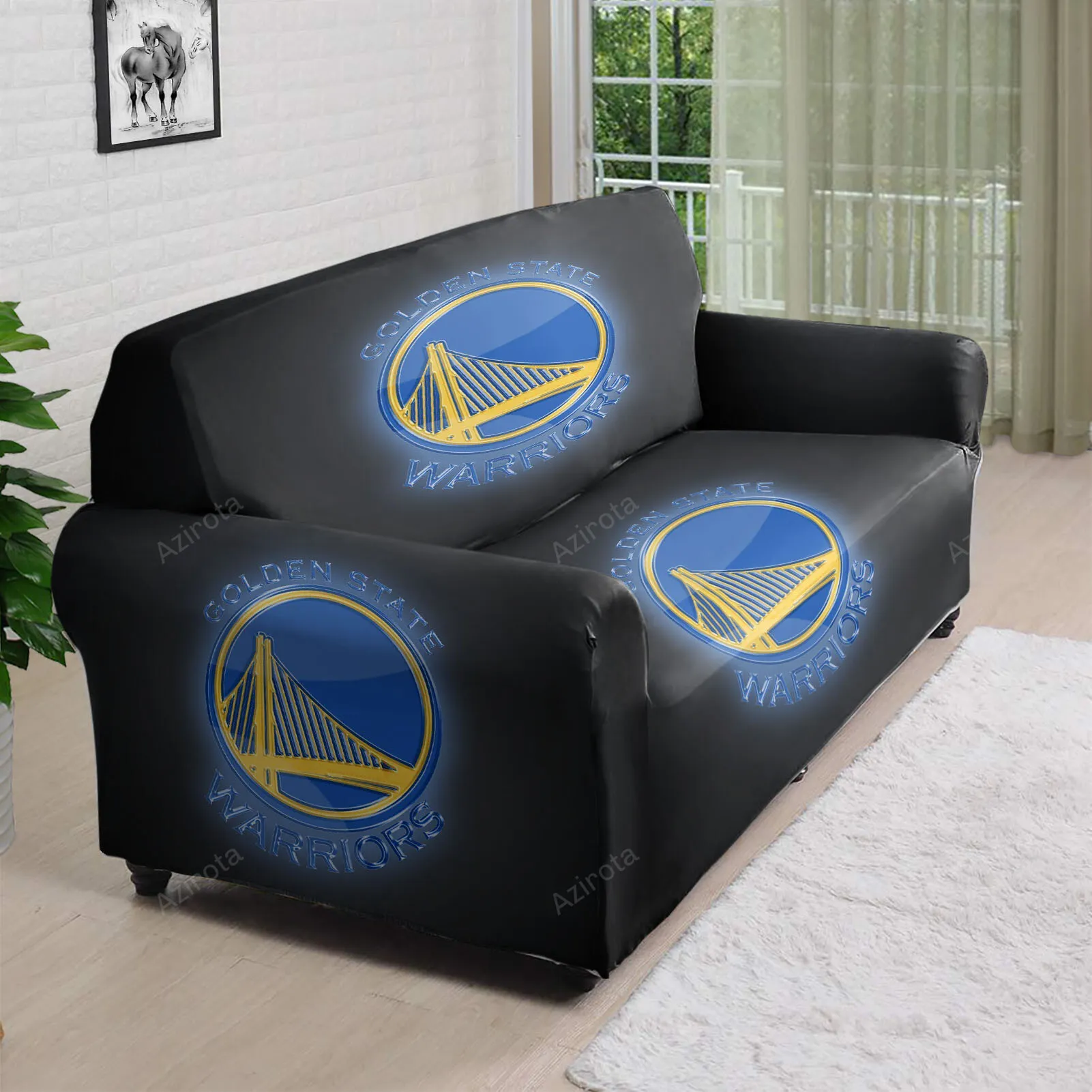 Golden State Warriors Emblem Texture14 3D Sofa Cover