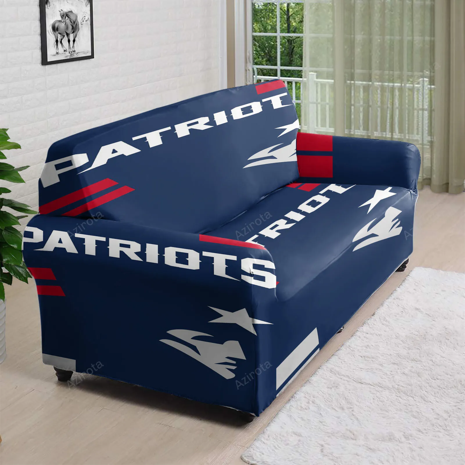 New England Patriots White Face 3D Sofa Cover