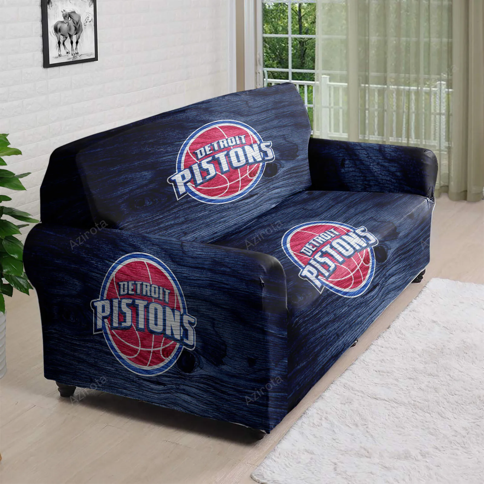 Detroit Pistons Navy 3D Sofa Cover
