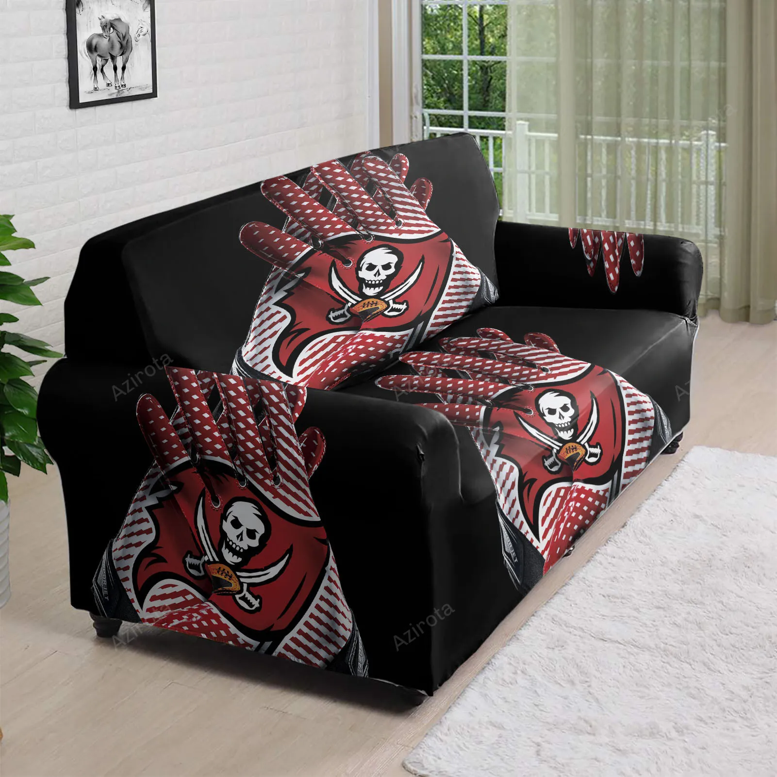 Tampa Bay Buccaneers Gloves v9 3D Sofa Cover
