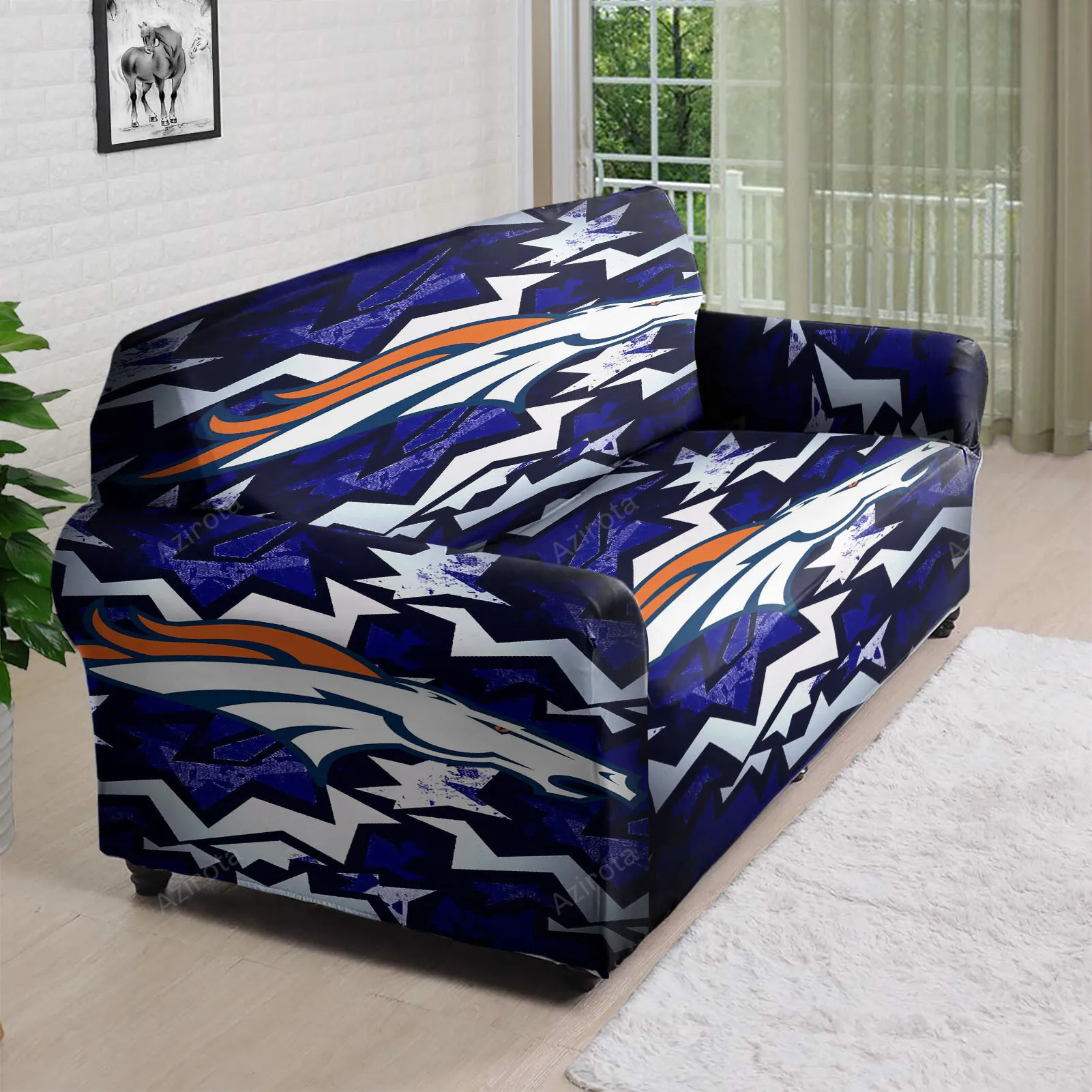 Denver Broncos Emblem v34 3D Sofa Cover