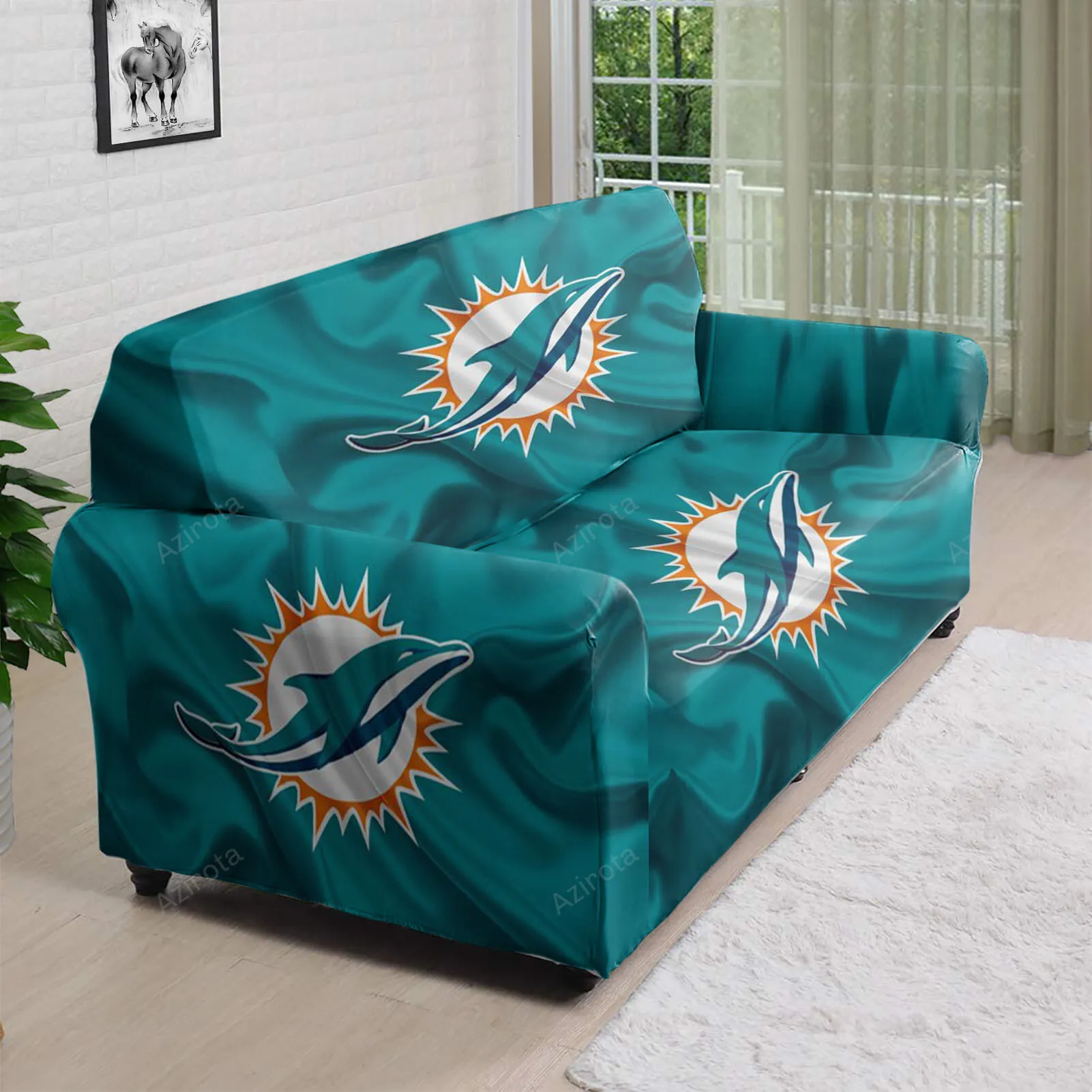 Miami Dolphins Logo 6 3D Sofa Cover