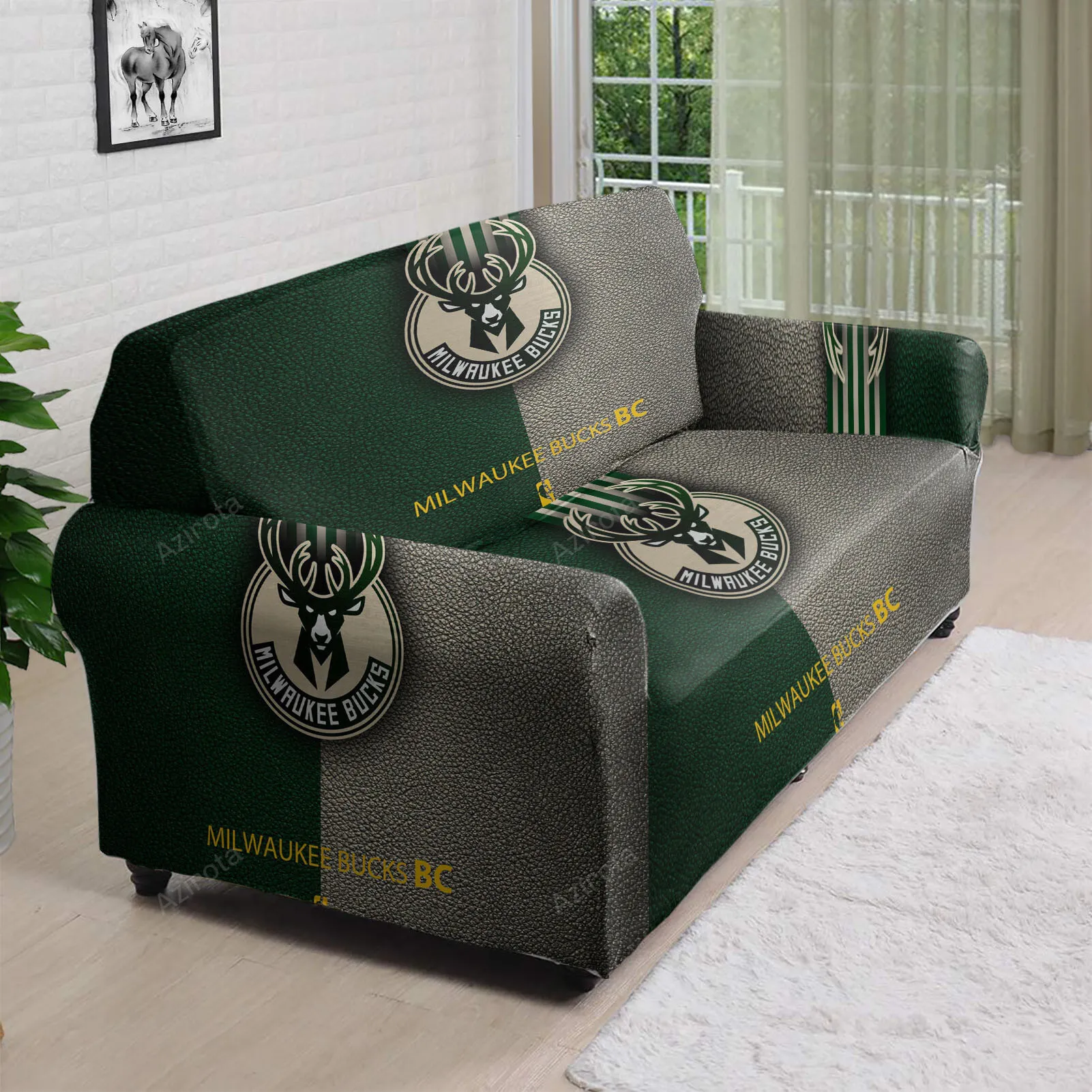 Milwaukee Bucks Emblem v6 3D Sofa Cover