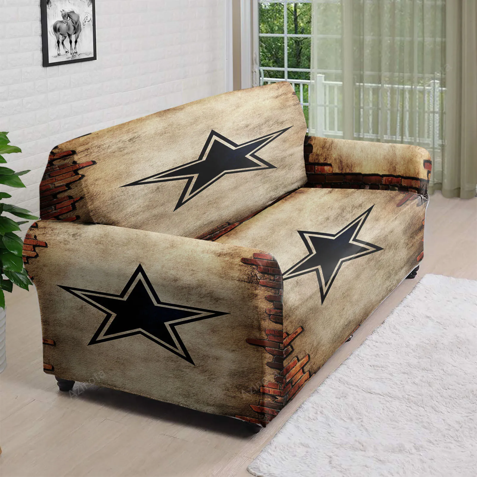 Dallas Cowboys Star Brick Wall 3D Sofa Cover