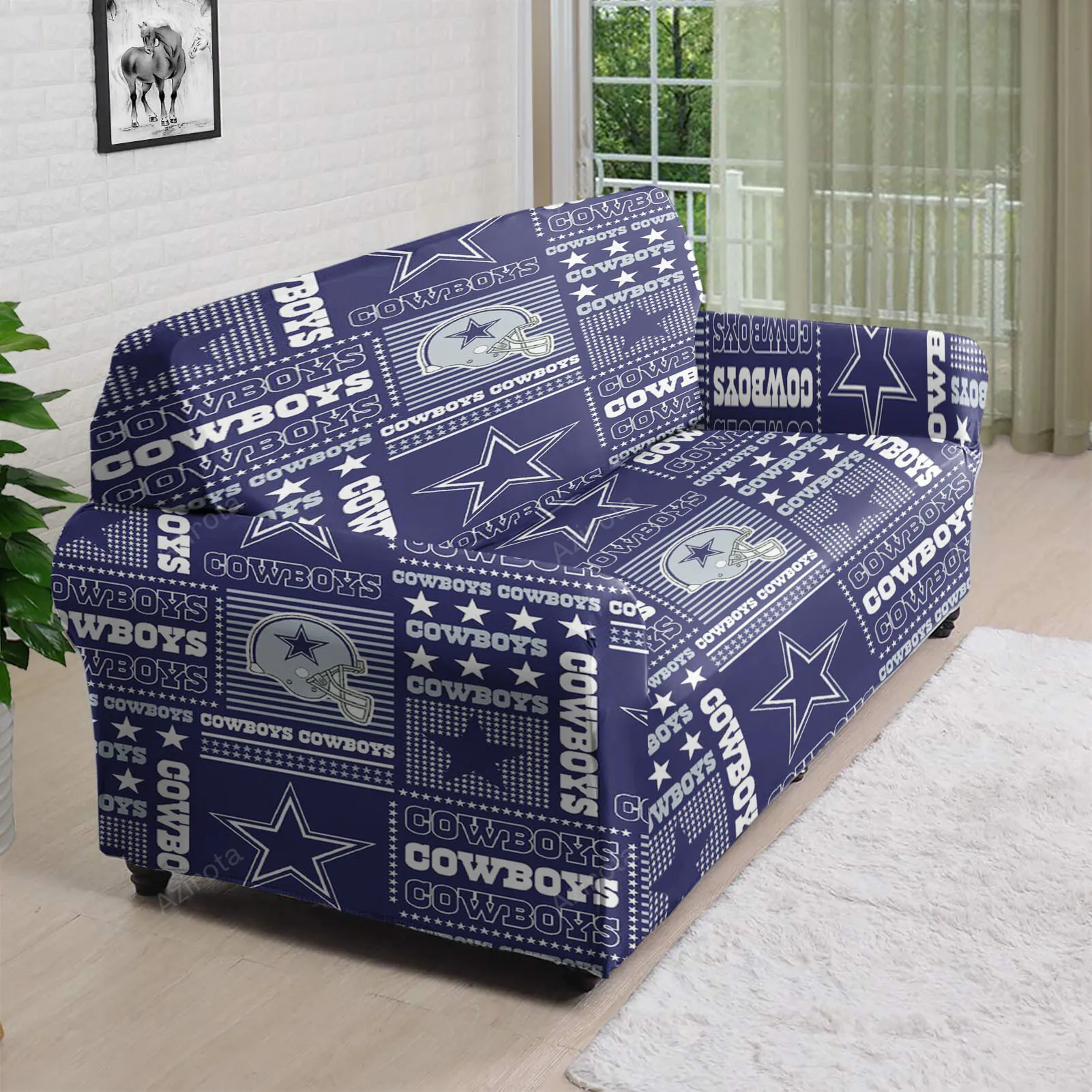 Dallas Cowboys Helmet Star Ribbon 3D Sofa Cover