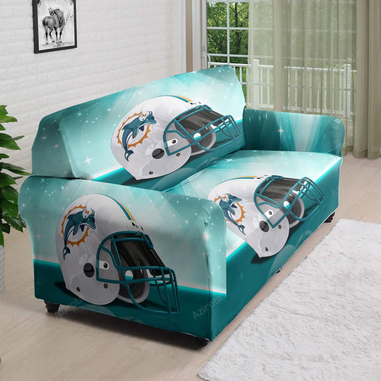 Miami Dolphins Helmet3 3D Sofa Cover