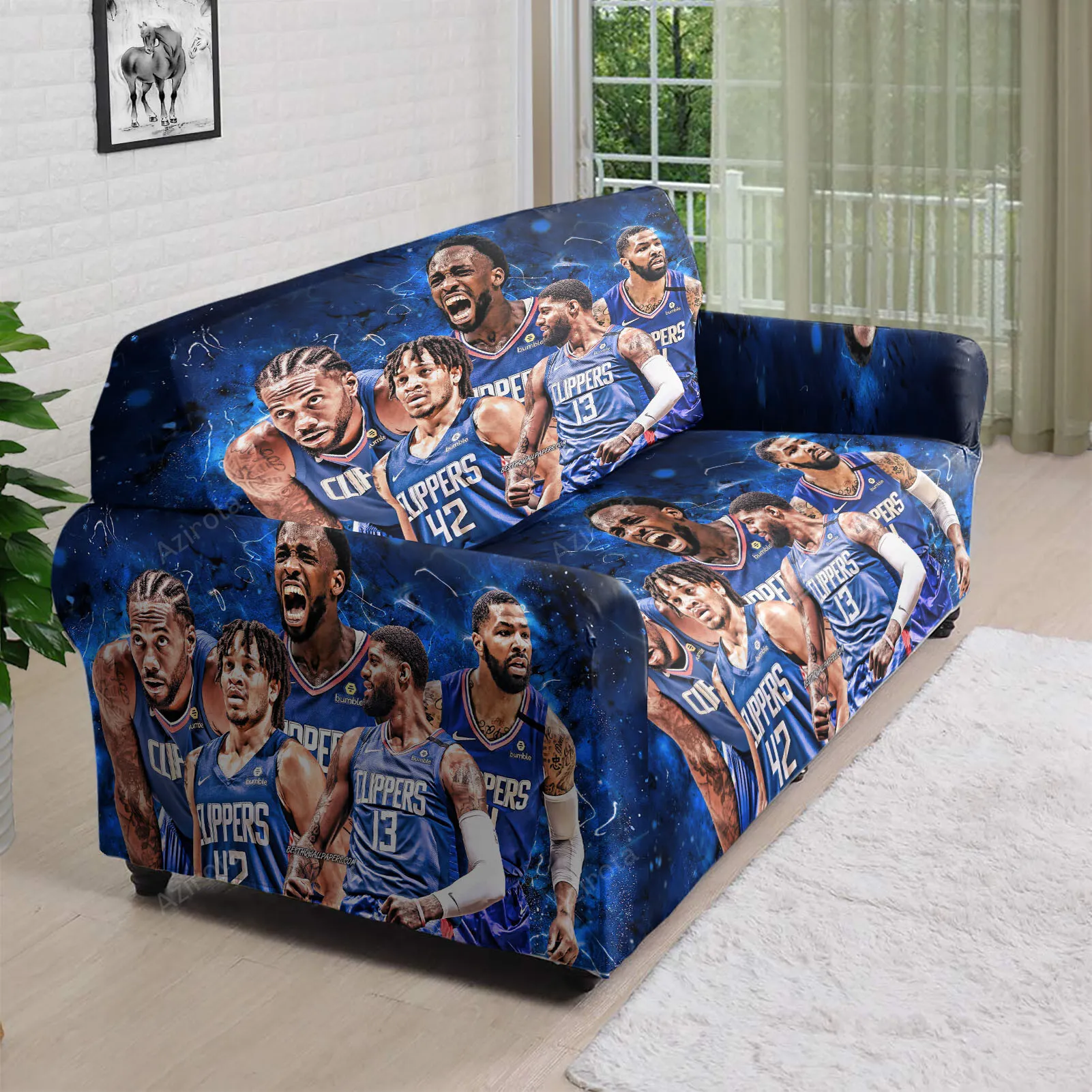 Los Angeles Clippers Team Play 3D Sofa Cover
