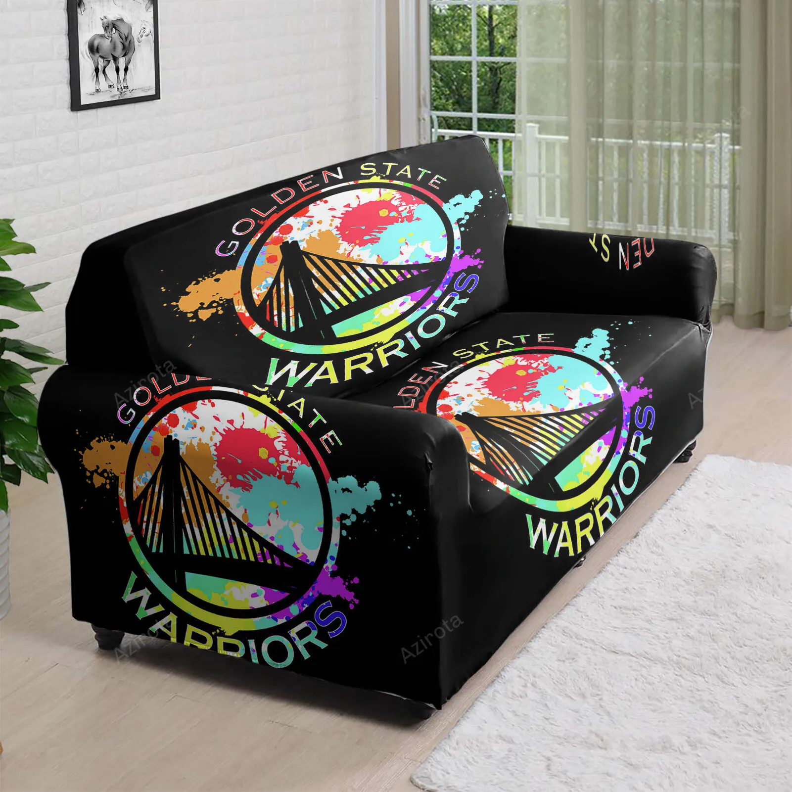 Golden State Warriors Water Color 3D Sofa Cover