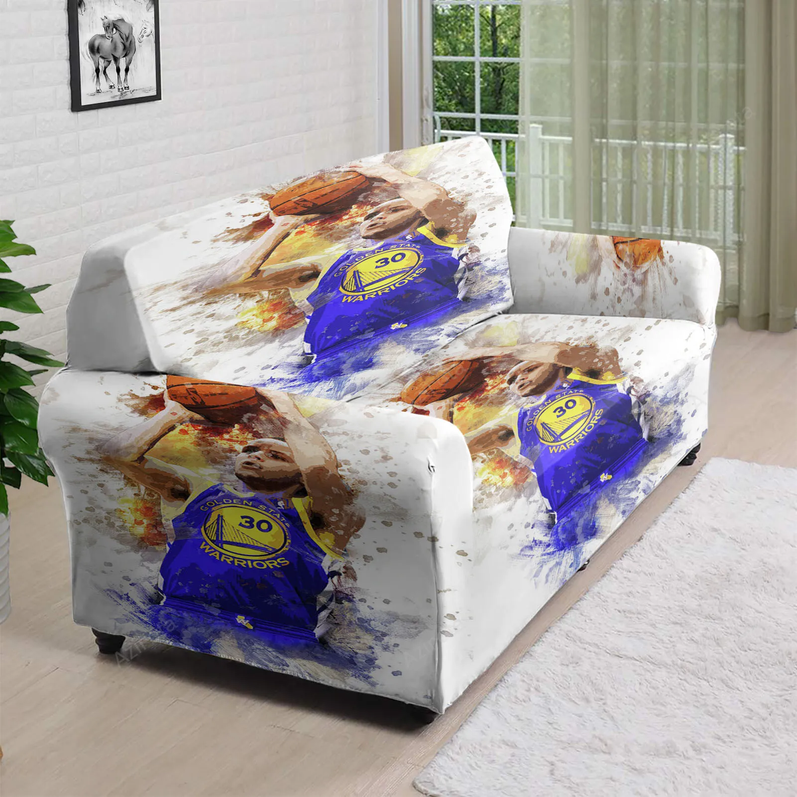 Golden State Warriors Stephen Curry 30 Painting 3D Sofa Cover