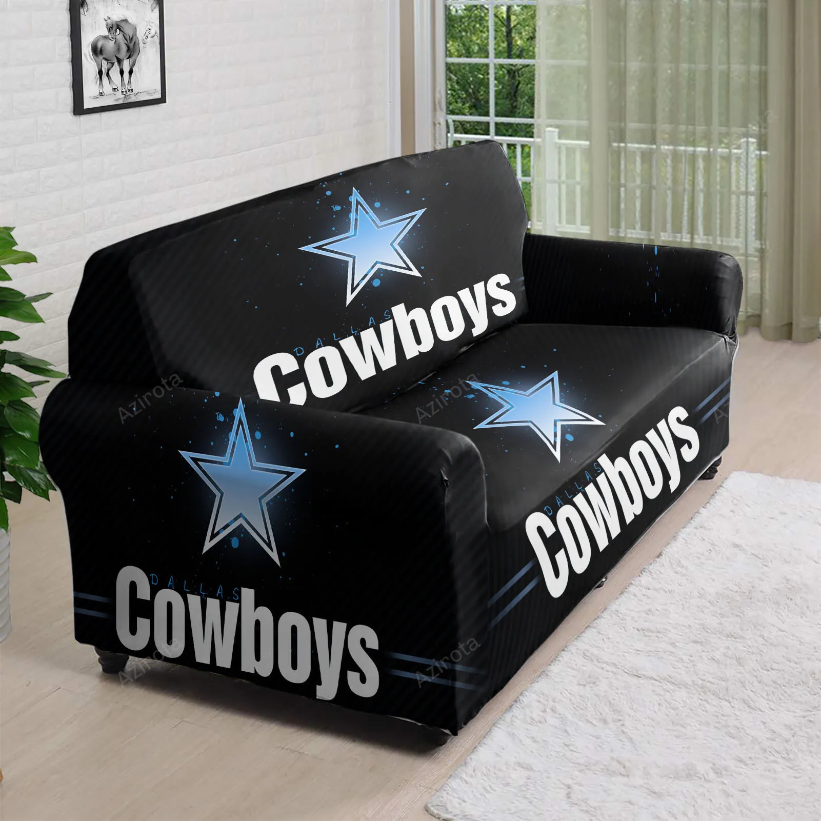 Dallas Cowboys Star Blue Light 3D Sofa Cover