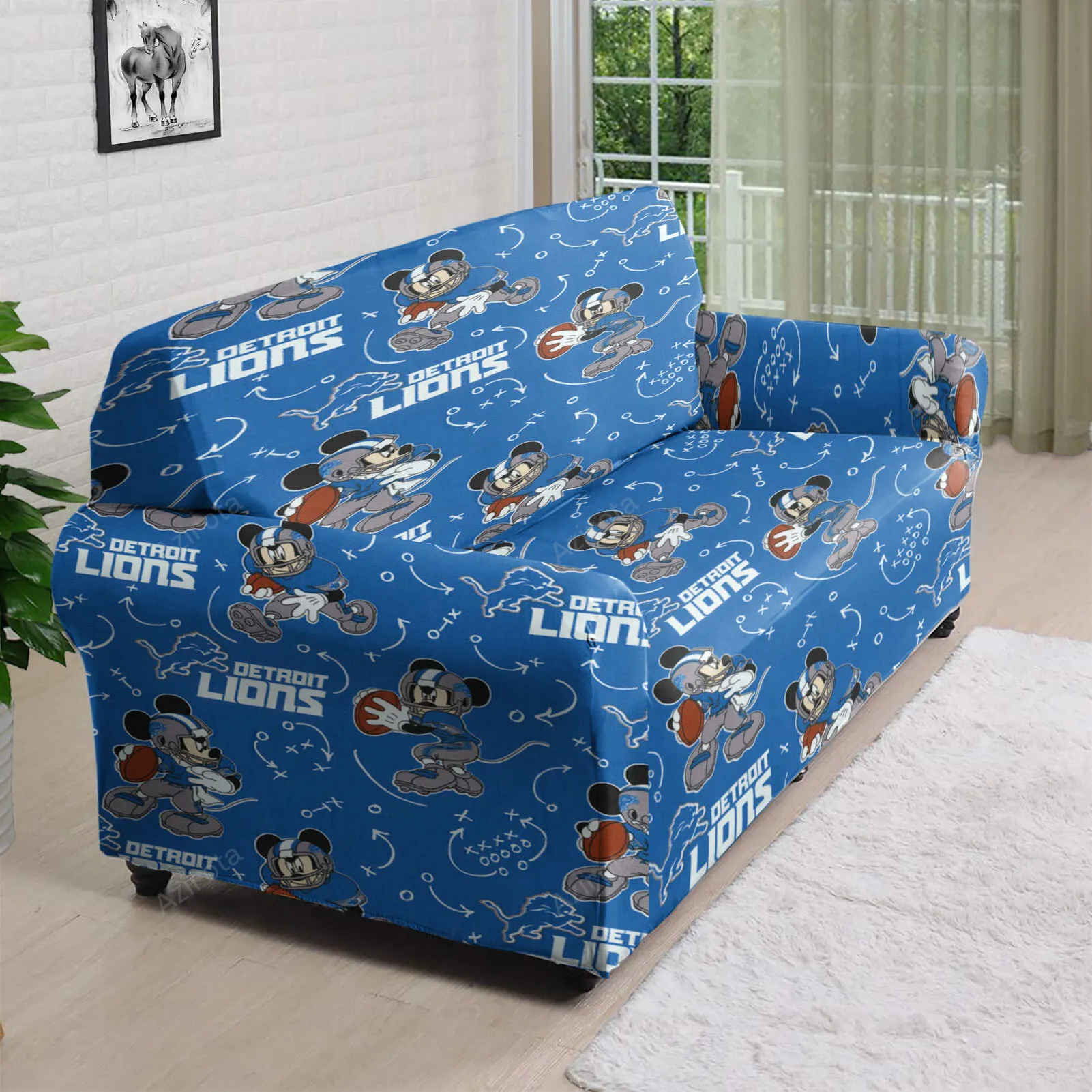 Detroit Lions Mickey Mouse 3D Sofa Cover
