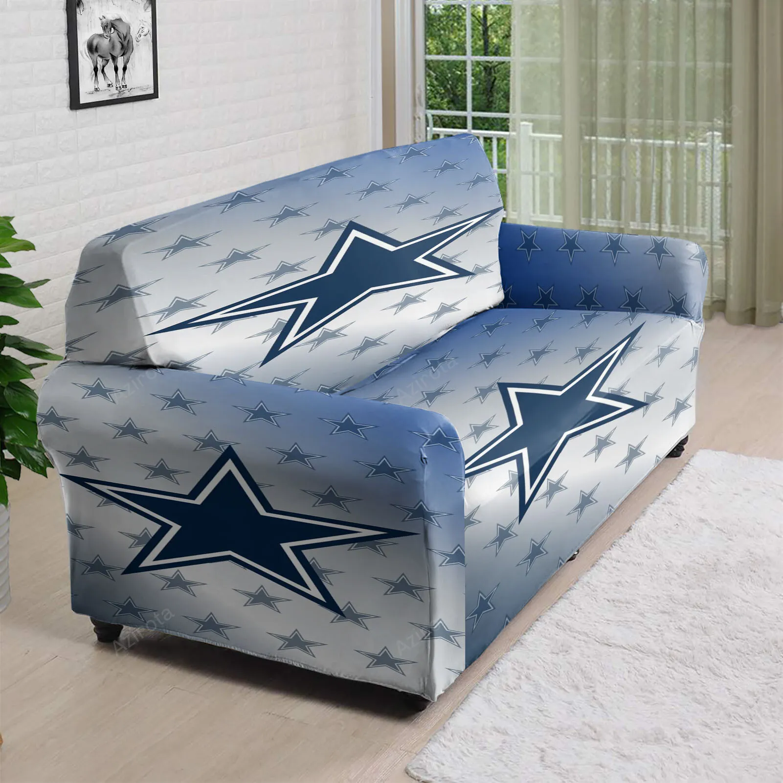 Dallas Cowboys Small Stars Behind 3D Sofa Cover