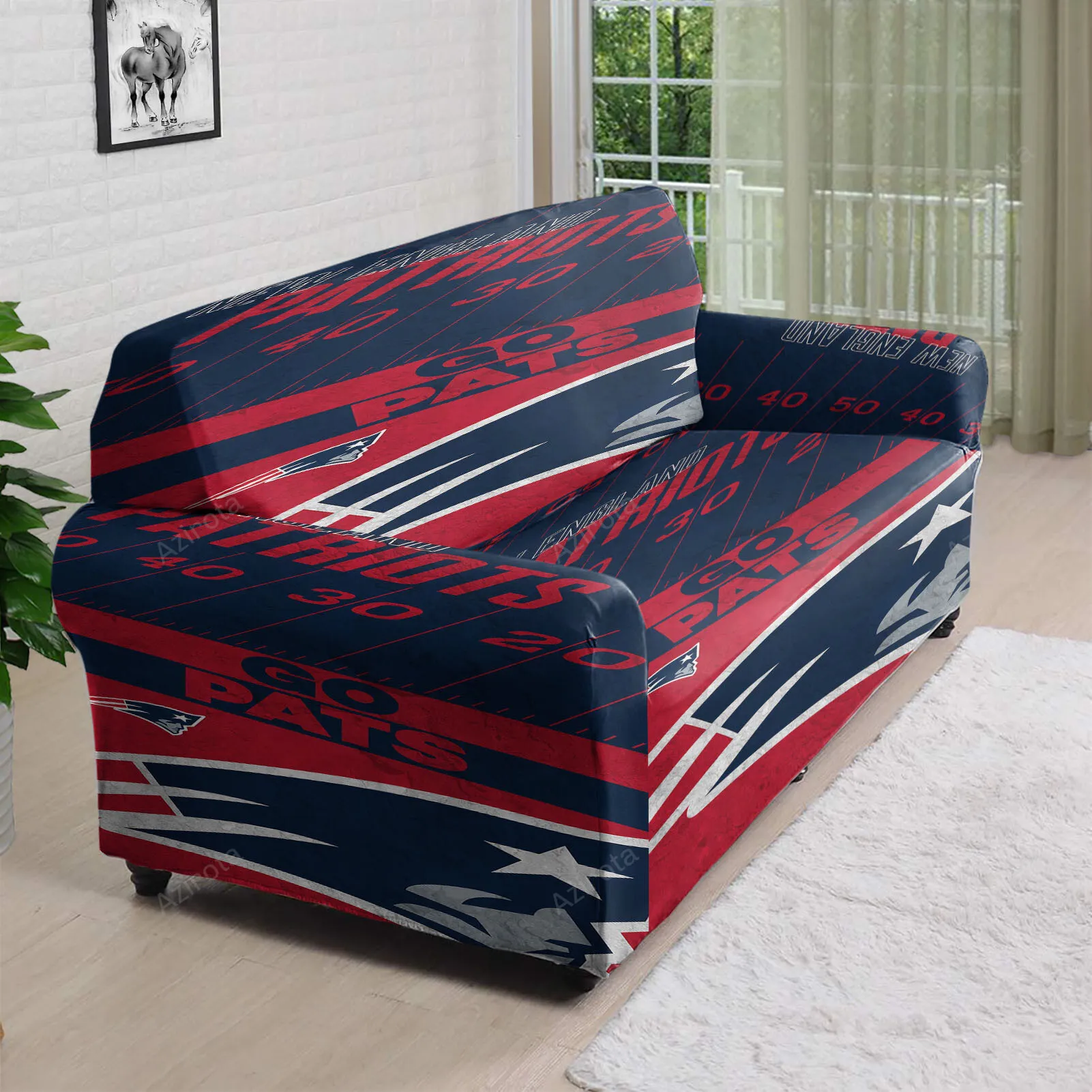 New England Patriots Go Pat Blue Red 3D Sofa Cover
