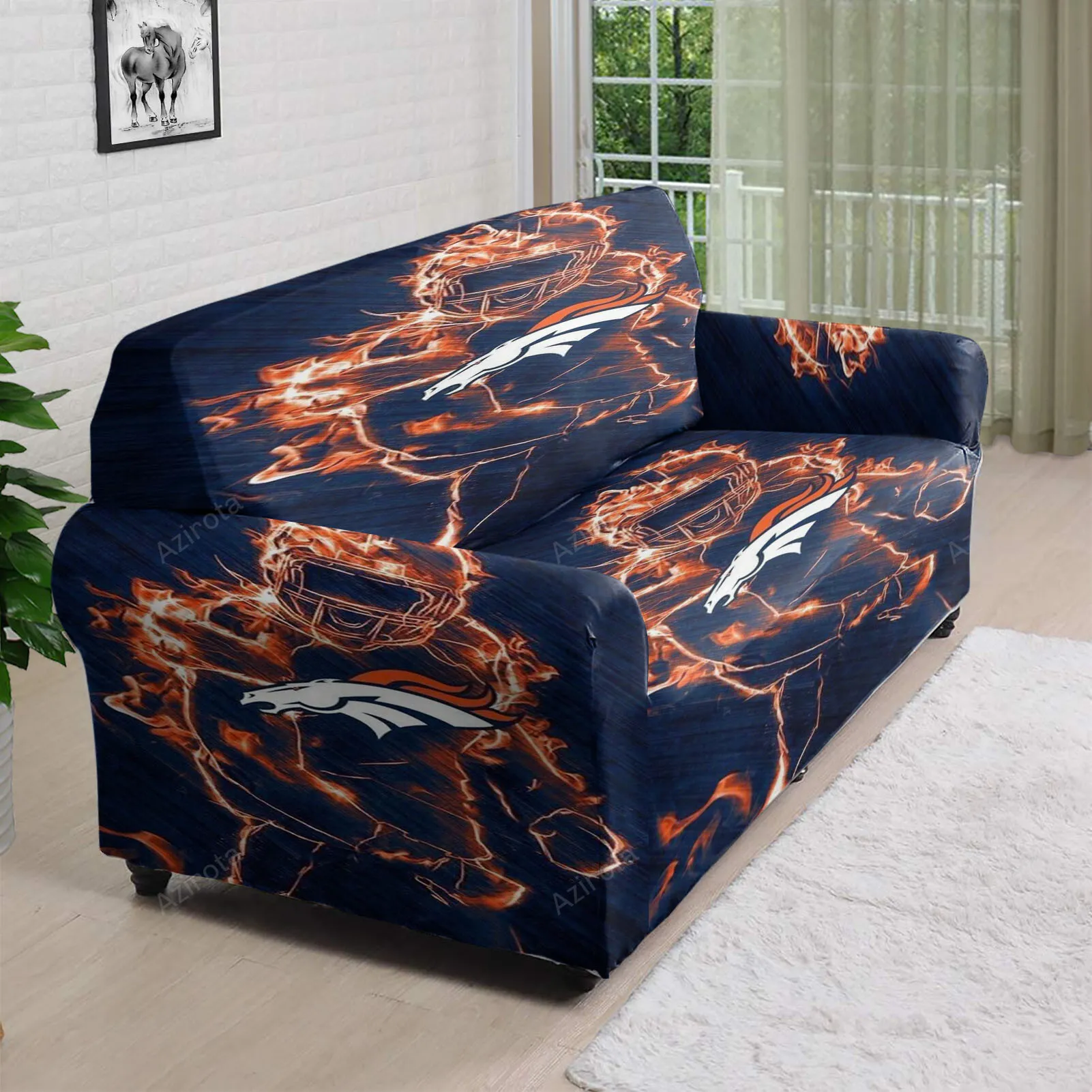 Denver Broncos Fire Emblem v5 3D Sofa Cover