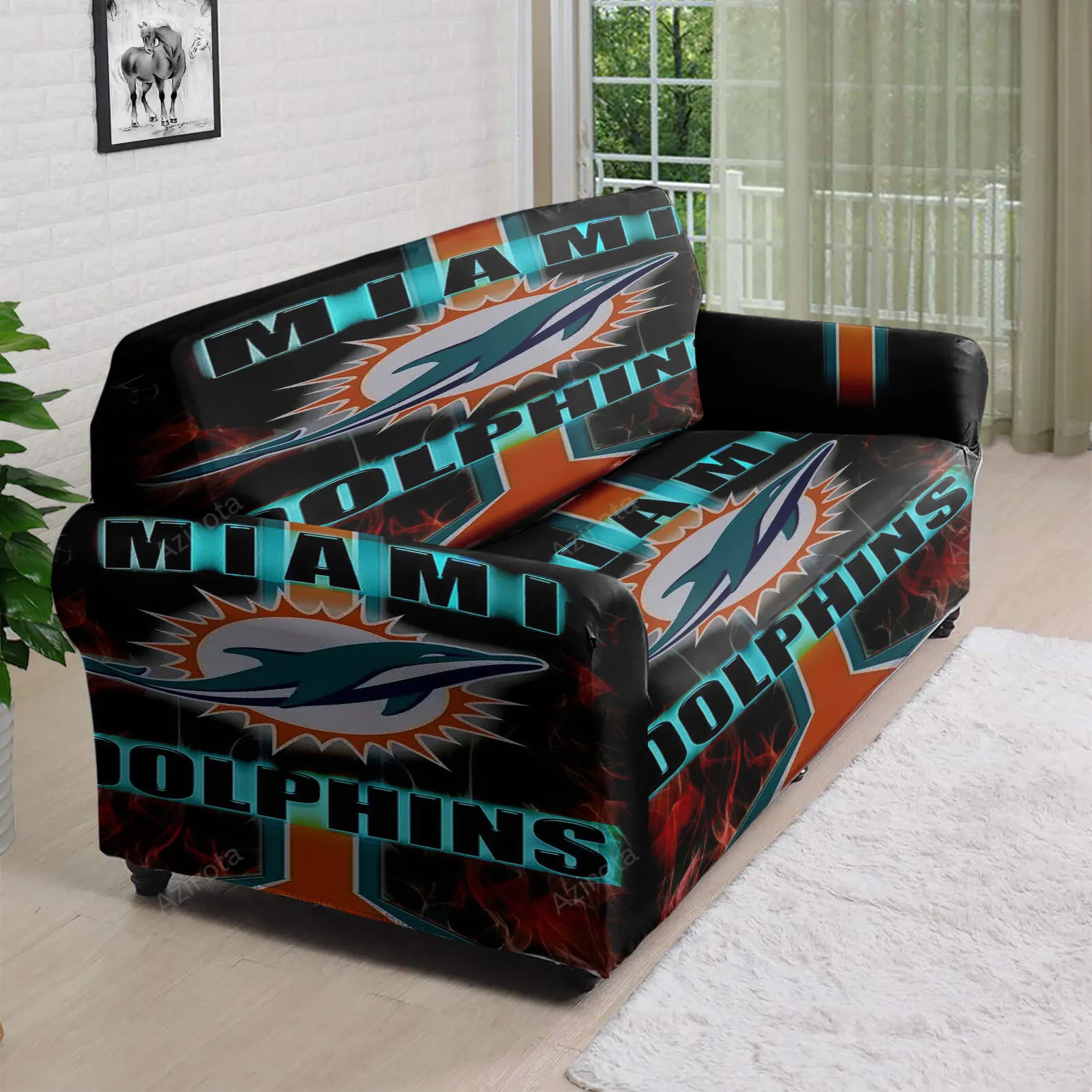 Miami Dolphins Logo Art 4 3D Sofa Cover