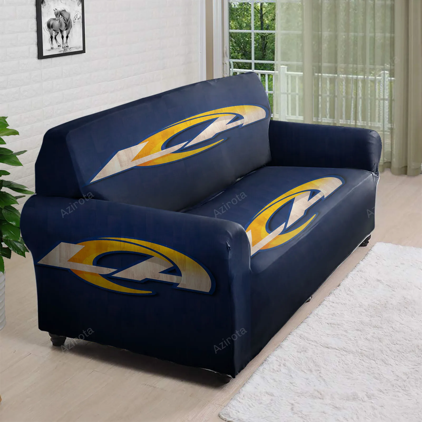 Los Angeles Rams LA Navy Wood 3D Sofa Cover