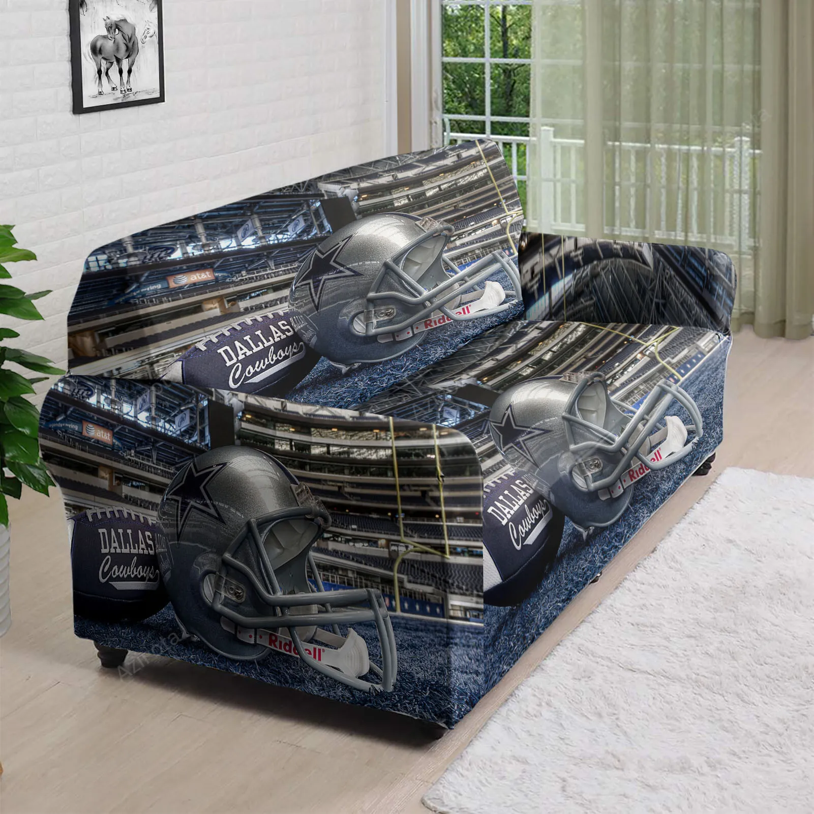 Dallas Cowboys Helmet On The Glass 3D Sofa Cover